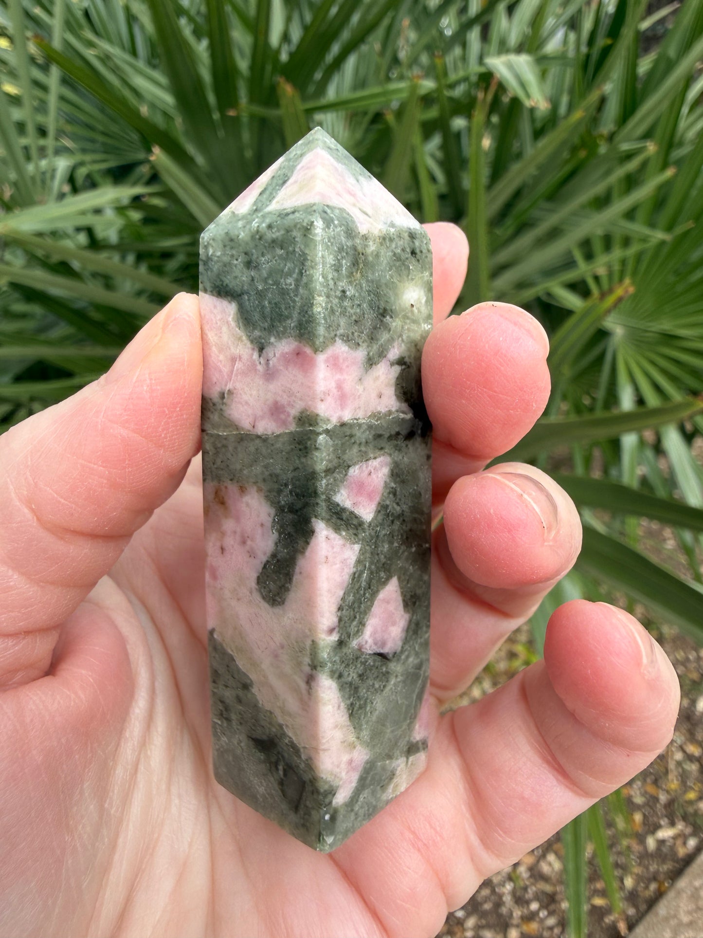 Pink Opal Tower, 3.2”steady heart and crown chakra