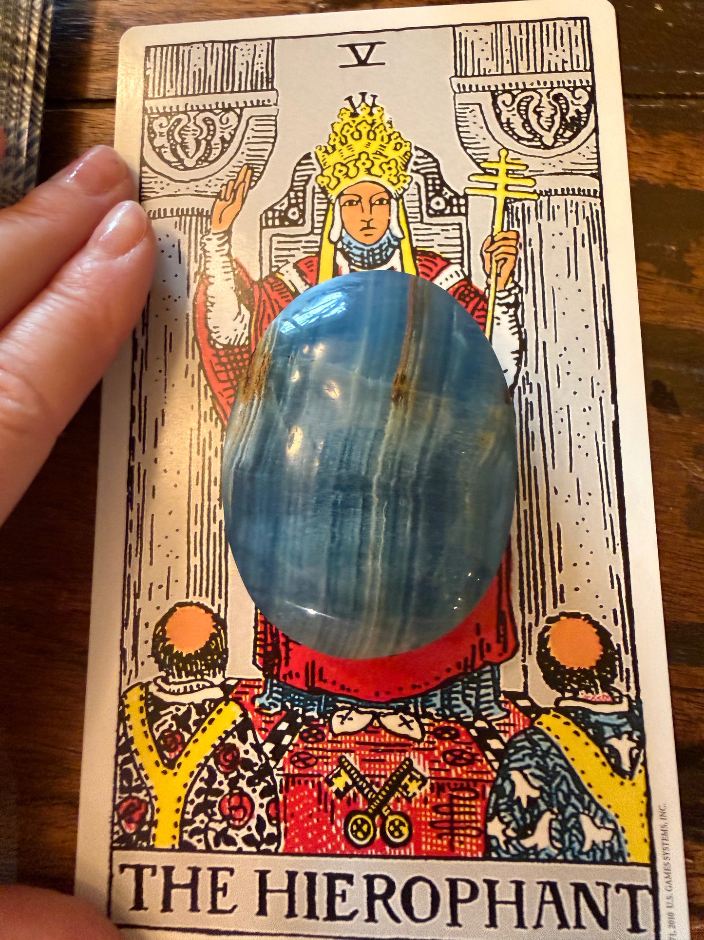 Lemurian Aquatine Palm, Blue Onyx Palm, 2.5”