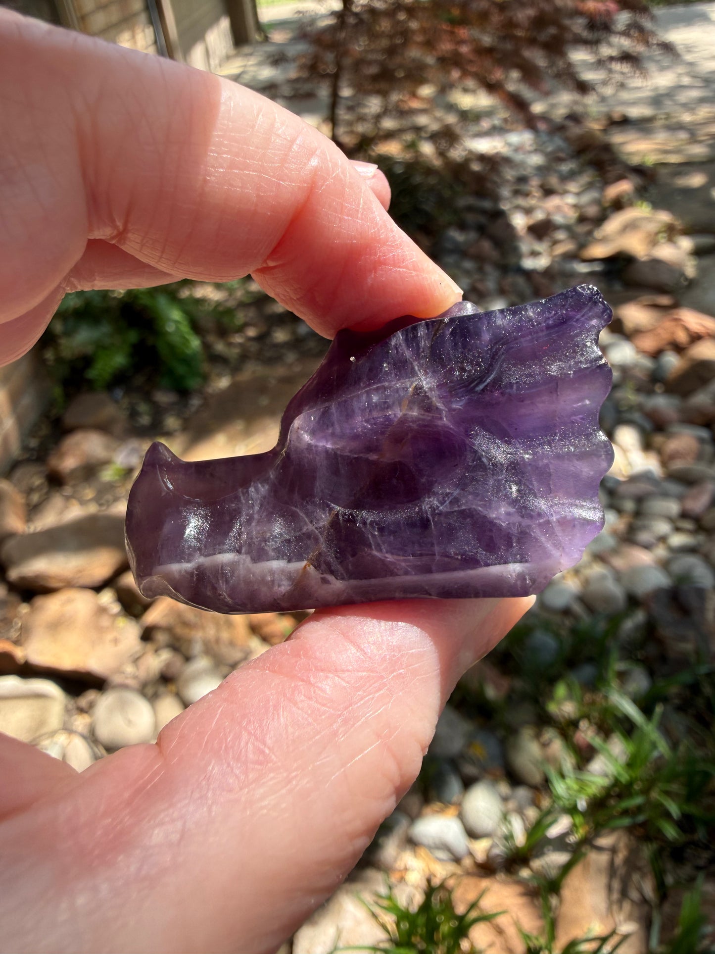Chevron Amethyst Dragon, 2”, beautiful carving