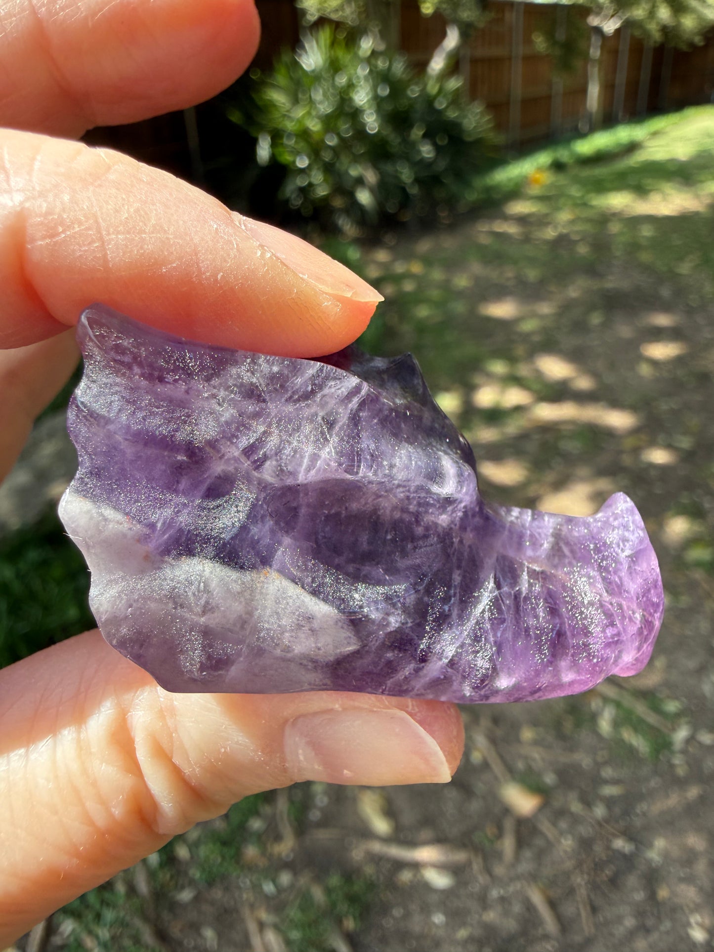 Chevron Amethyst Dragon, 2”, beautiful carving