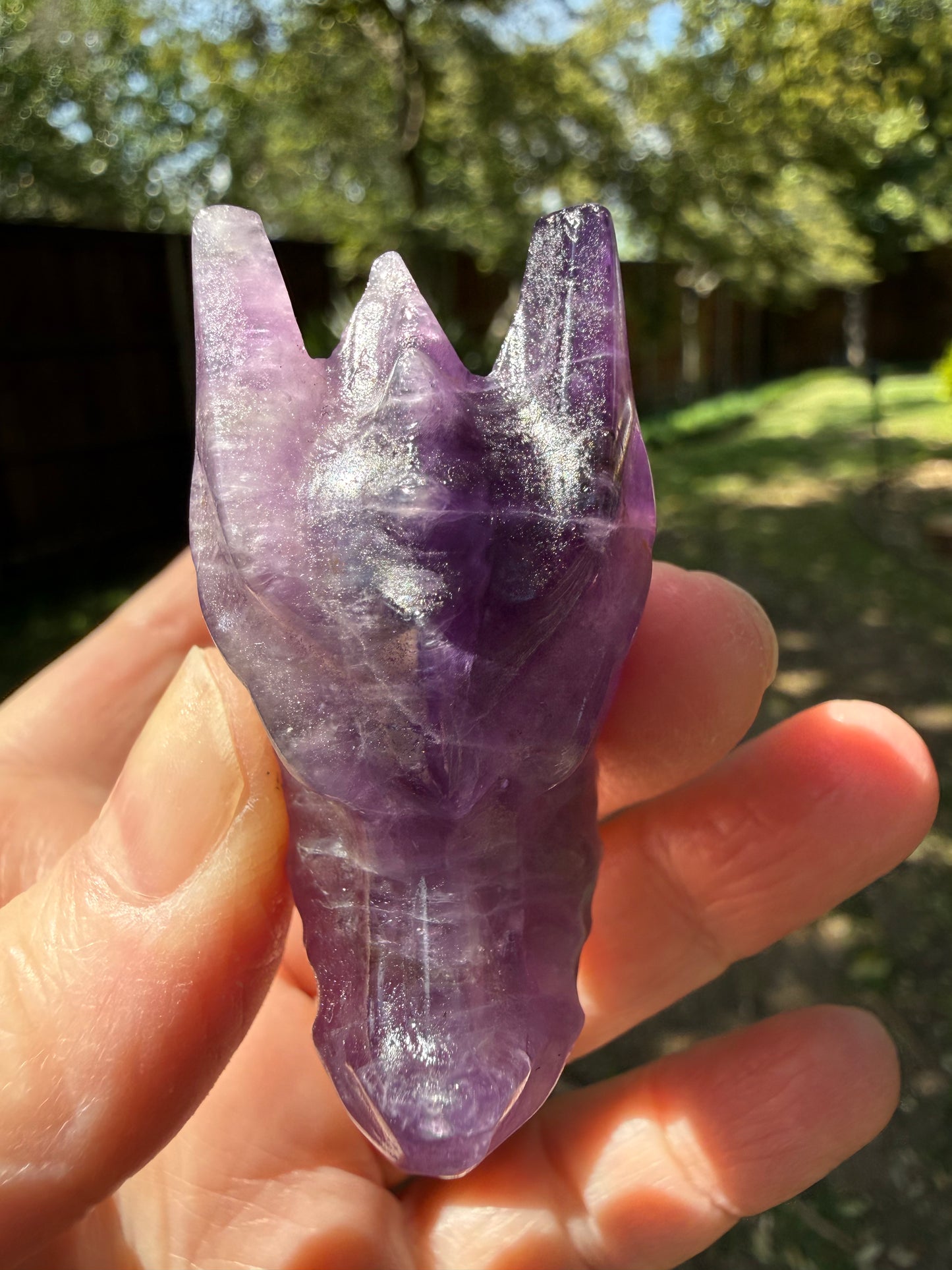 Chevron Amethyst Dragon, 2”, beautiful carving