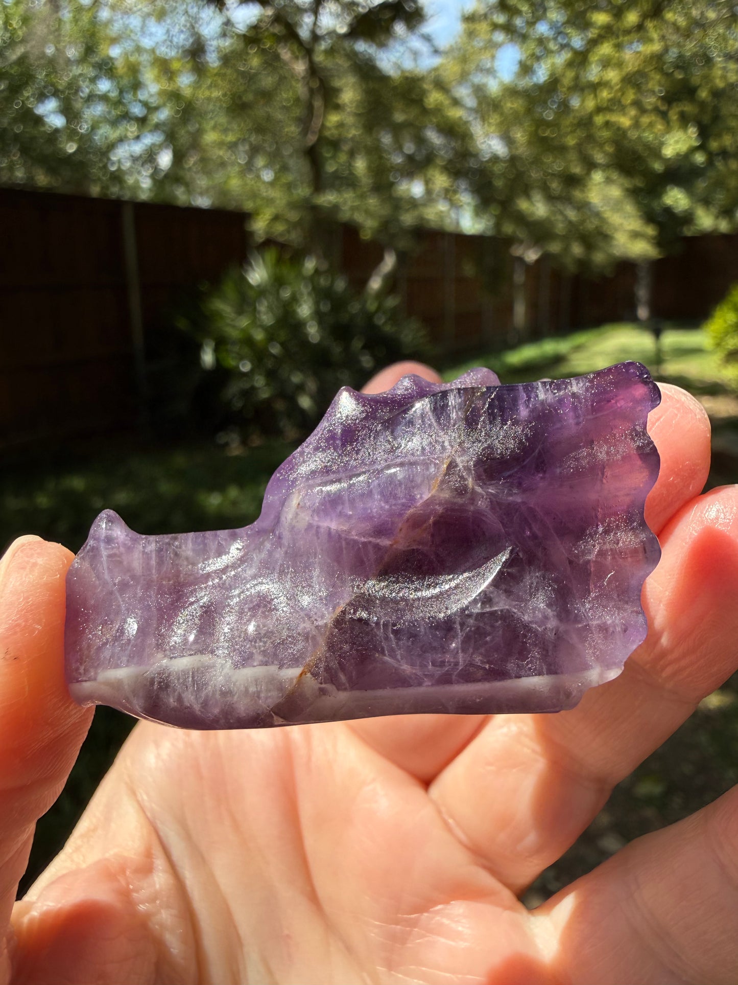 Chevron Amethyst Dragon, 2”, beautiful carving