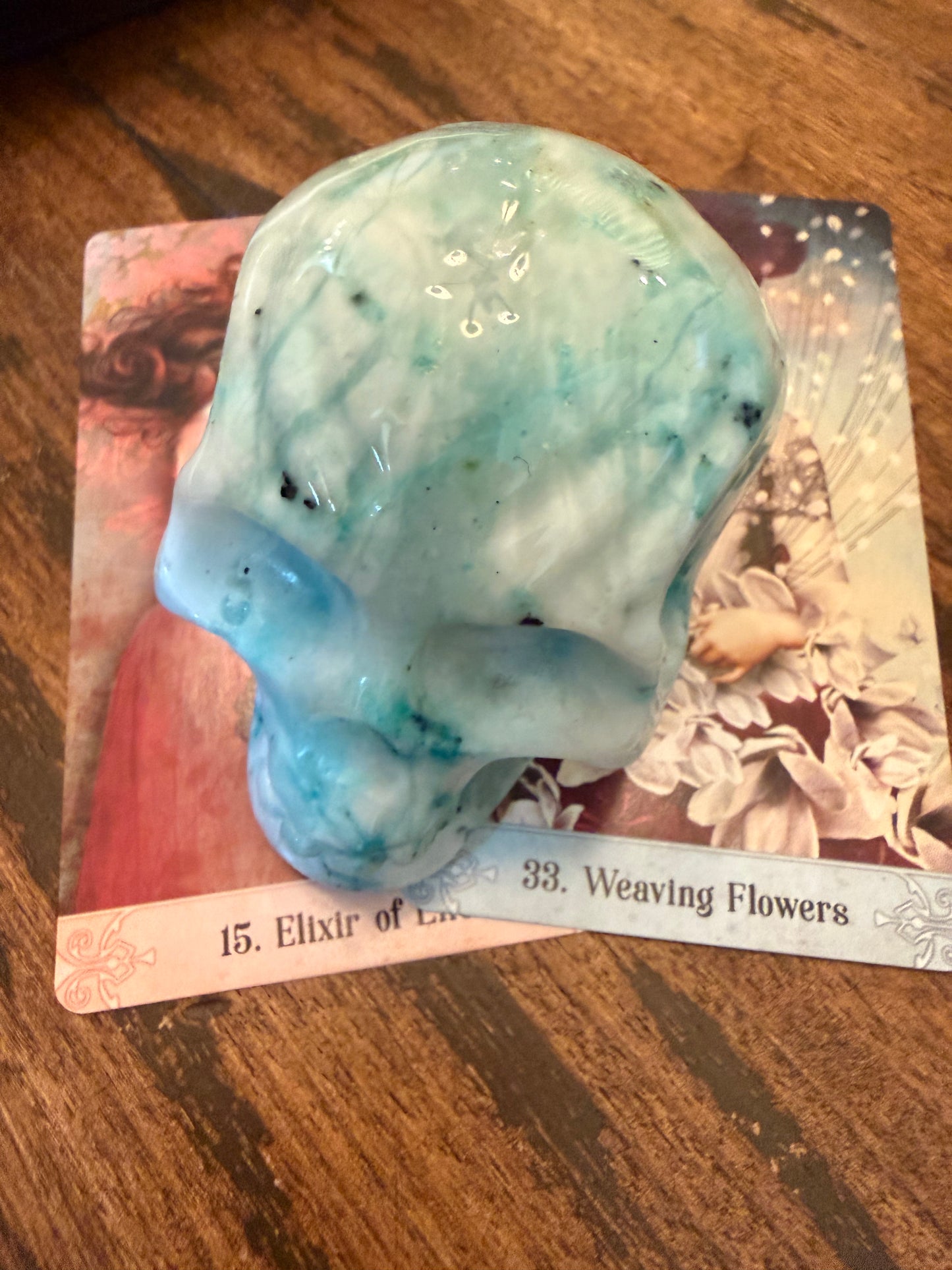 Phoenix Skull, 3.25”, fantastic color, rare stone