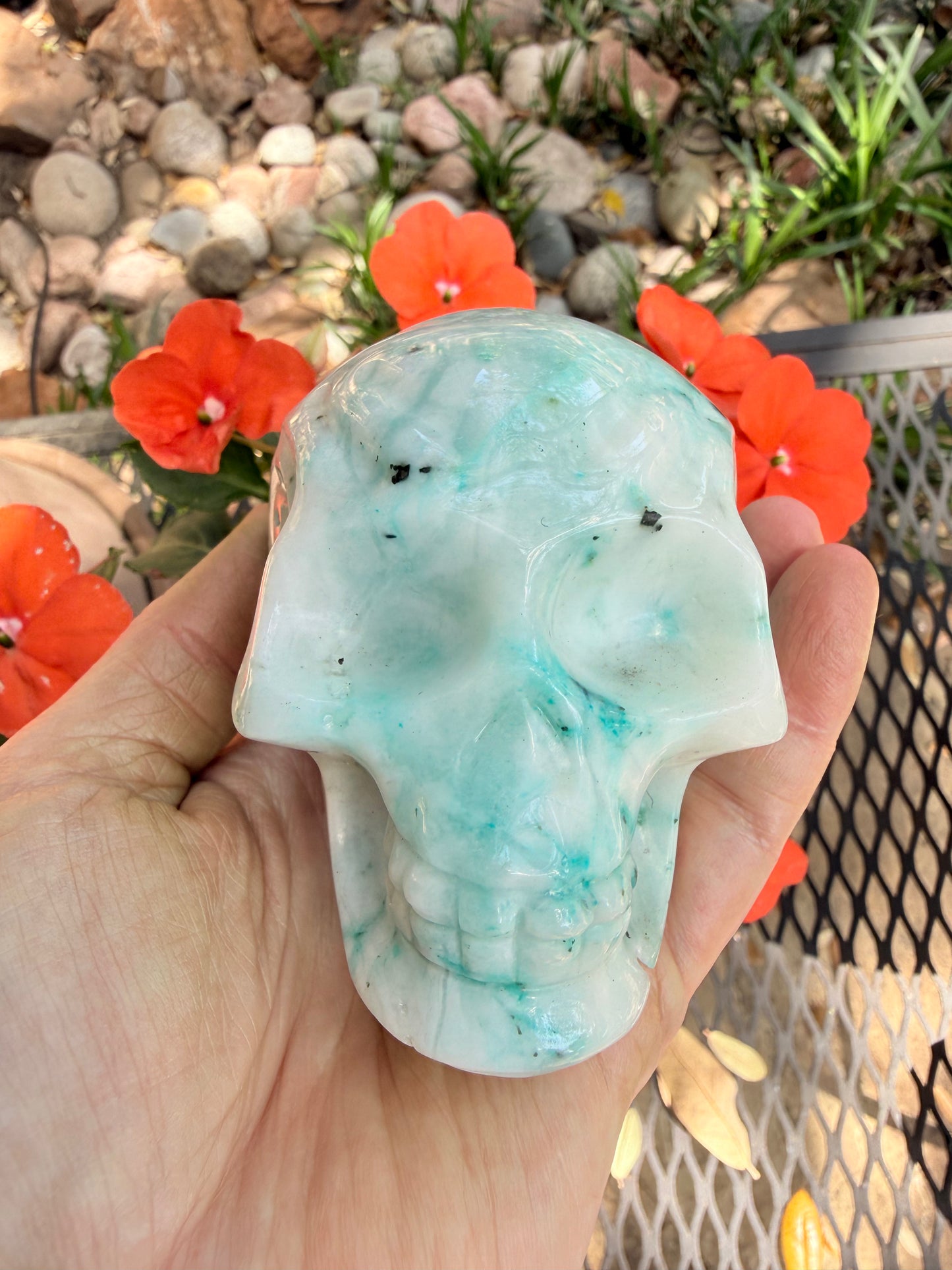 Phoenix Skull, 3.25”, fantastic color, rare stone