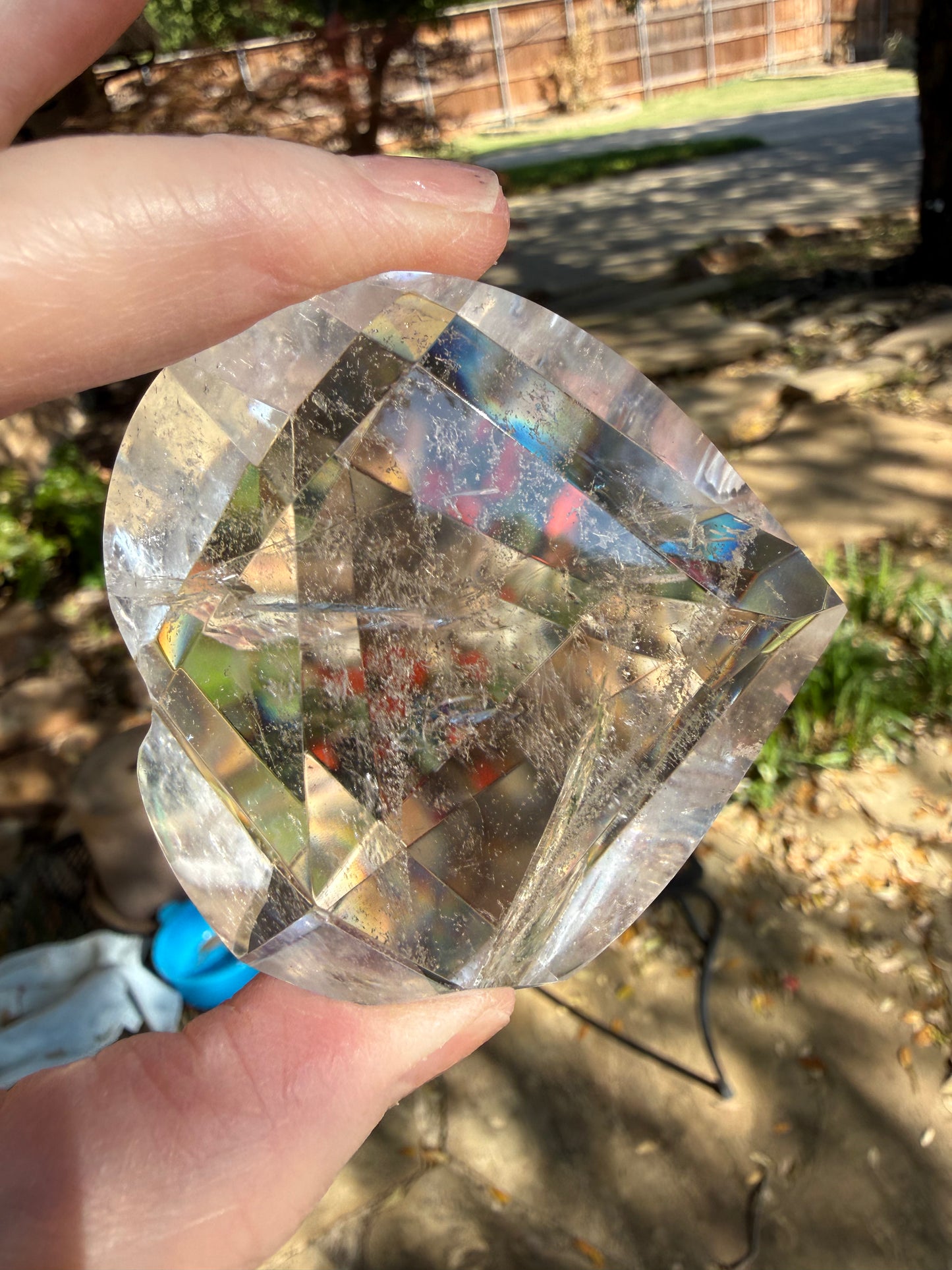 Magickal Lemurian Quartz Faceted Puffy Heart, 2.25”