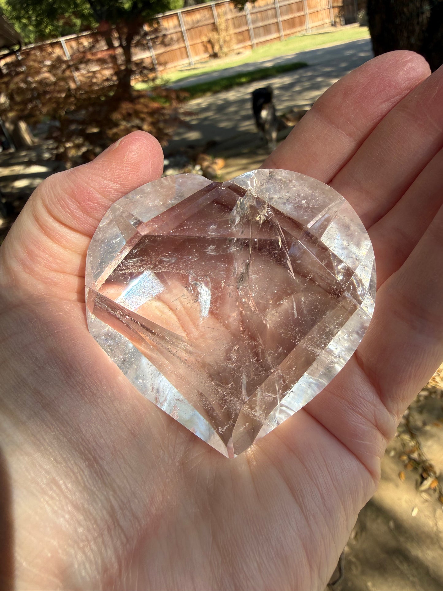 Magickal Lemurian Quartz Faceted Puffy Heart, 2.25”