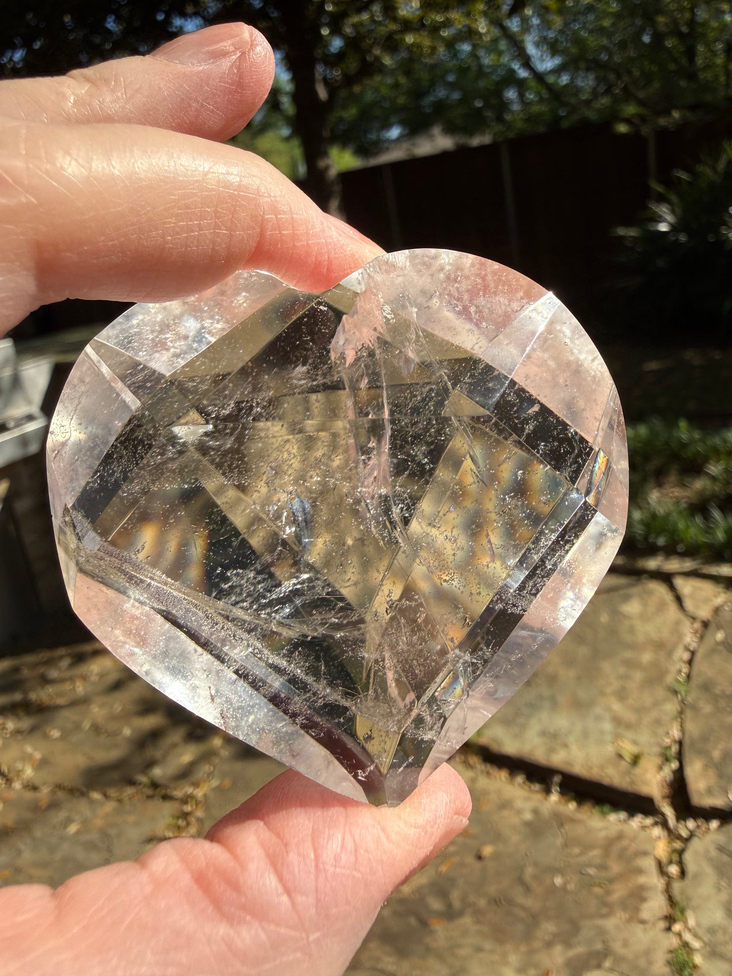 Magickal Lemurian Quartz Faceted Puffy Heart, 2.25”
