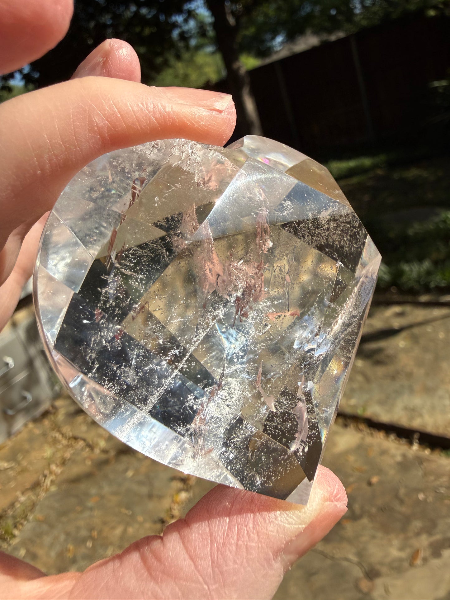 Magickal Lemurian Quartz Faceted Puffy Heart, 2.25”