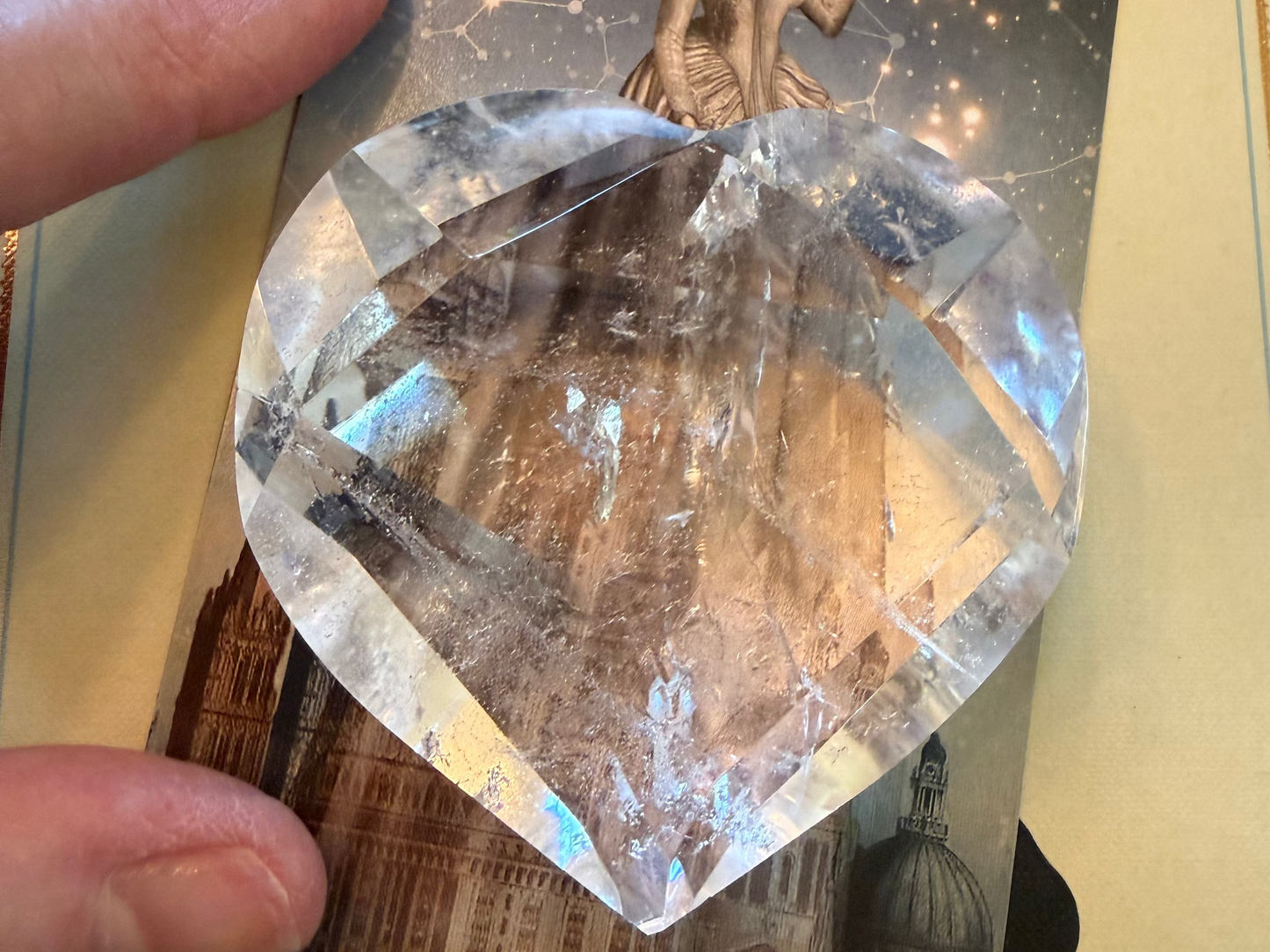 Magickal Lemurian Quartz Faceted Puffy Heart, 2.25”