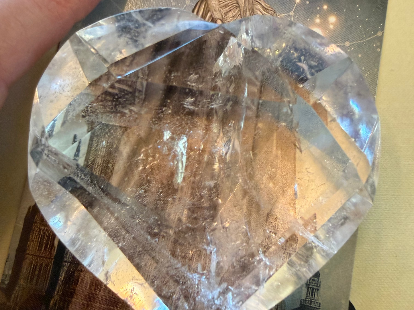 Magickal Lemurian Quartz Faceted Puffy Heart, 2.25”