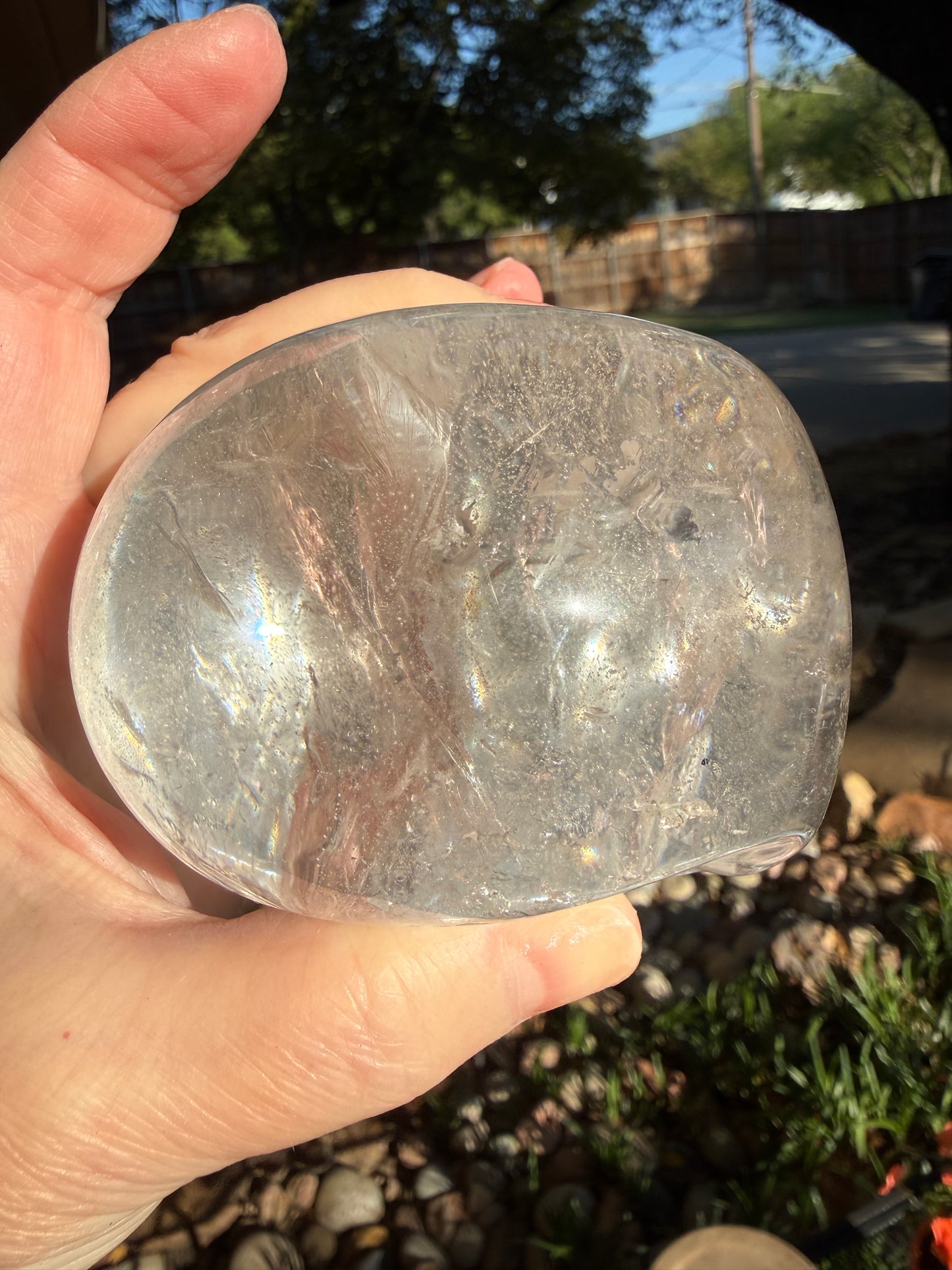 3.5” Lemurian Quartz Skull, Stunning Carving with Rainbows
