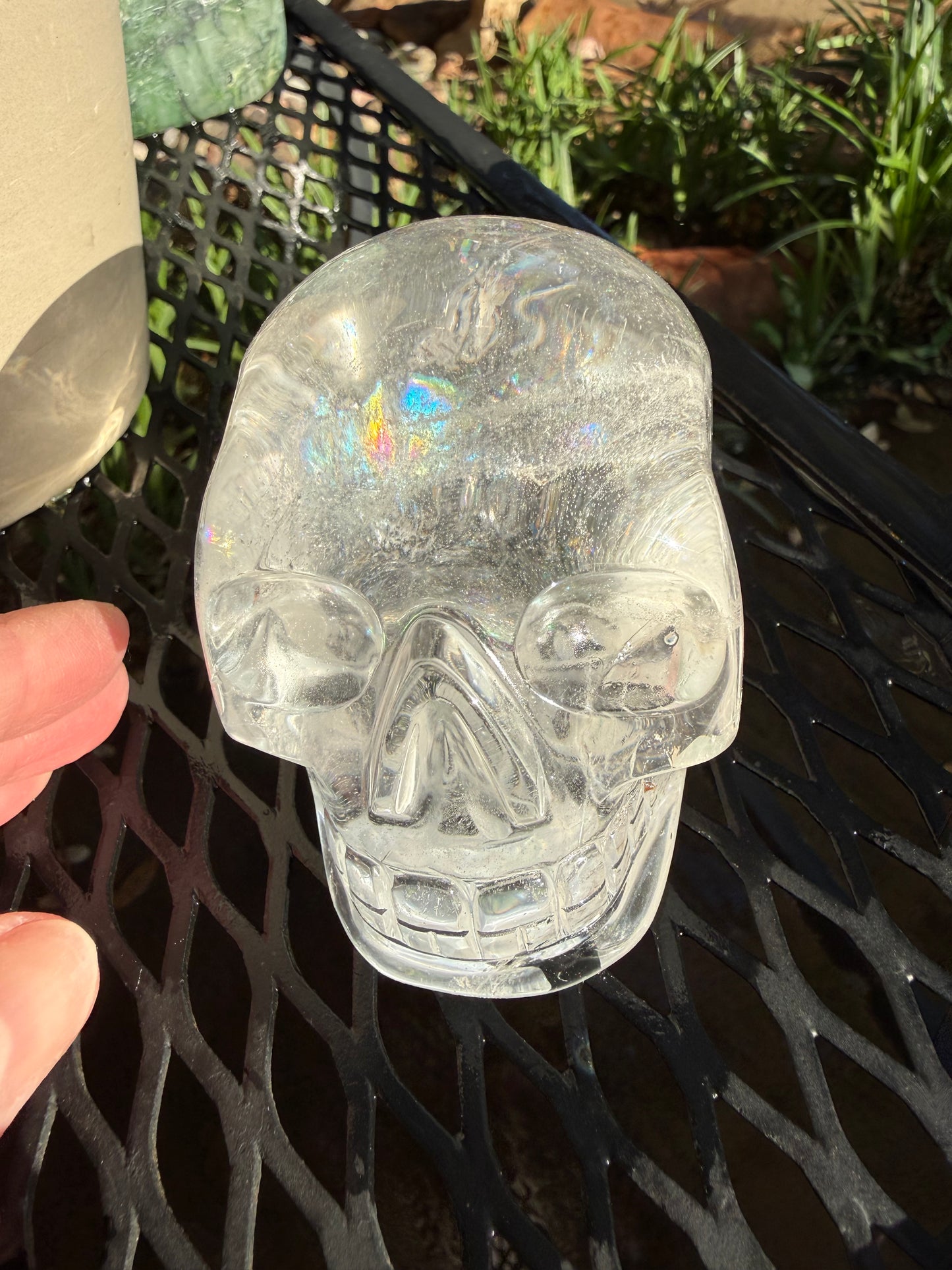 3.5” Lemurian Quartz Skull, Stunning Carving with Rainbows