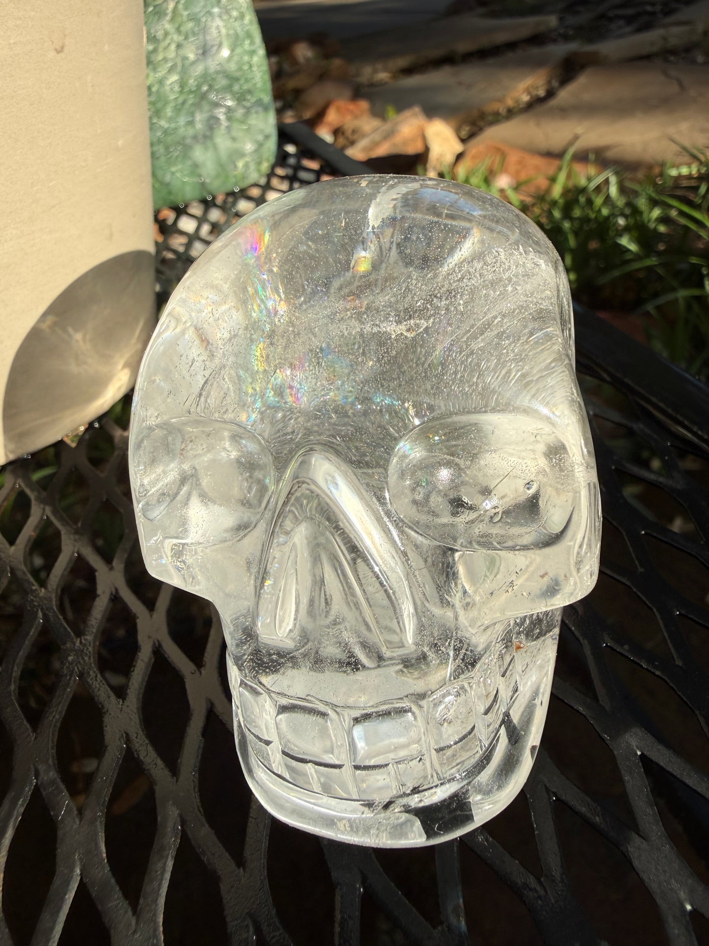 3.5” Lemurian Quartz Skull, Stunning Carving with Rainbows