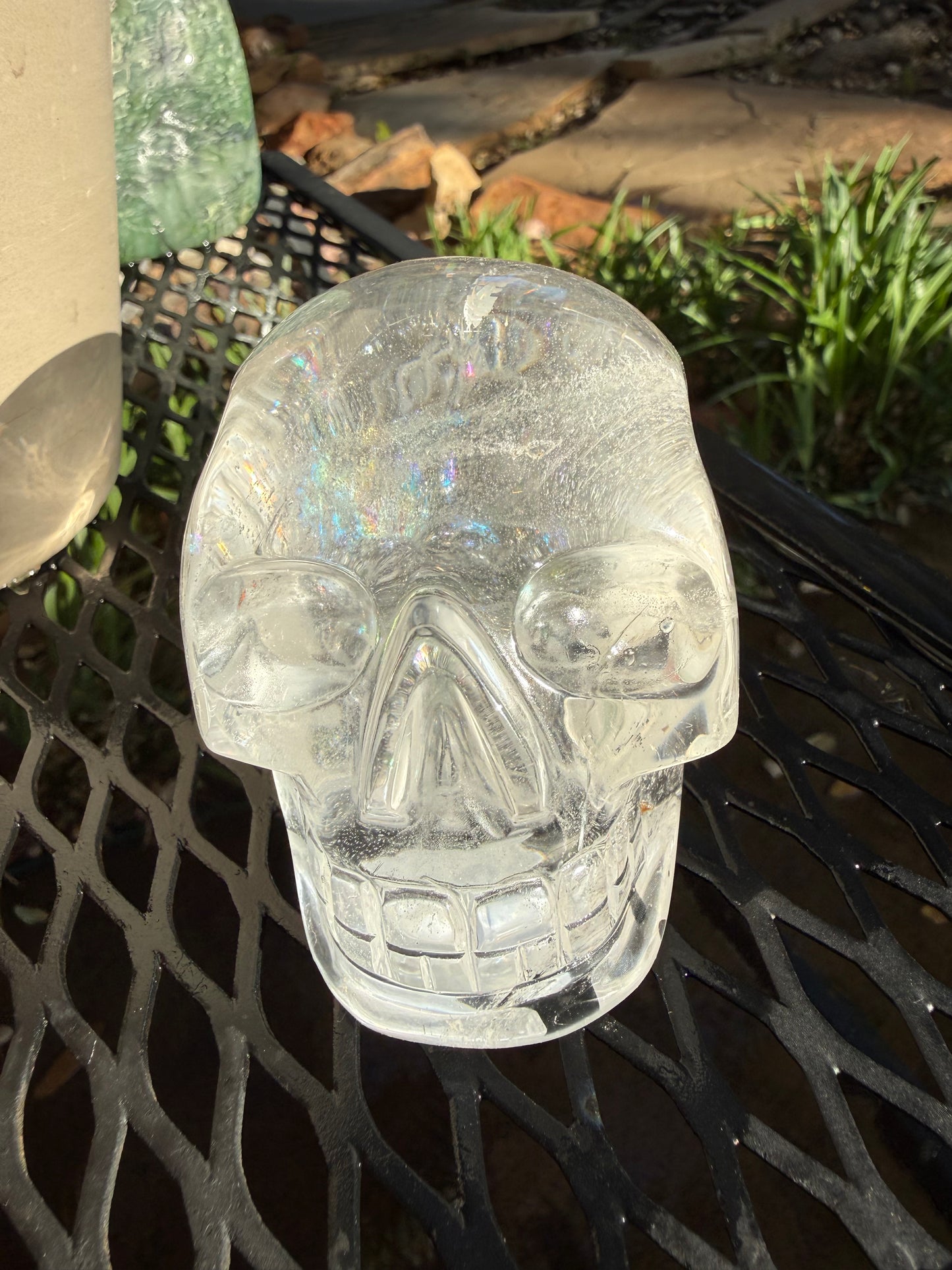 3.5” Lemurian Quartz Skull, Stunning Carving with Rainbows