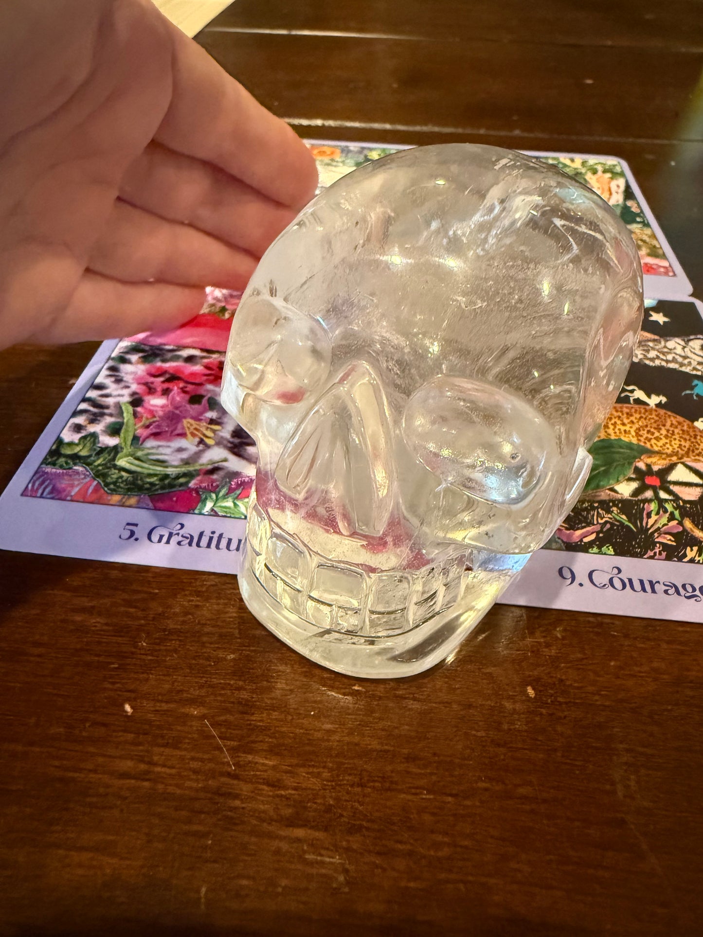 3.5” Lemurian Quartz Skull, Stunning Carving with Rainbows