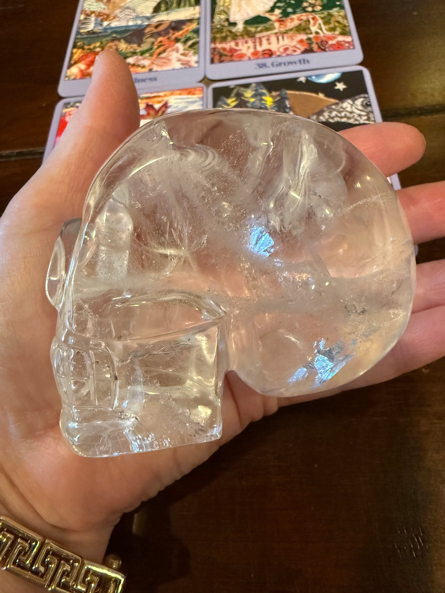 3.5” Lemurian Quartz Skull, Stunning Carving with Rainbows