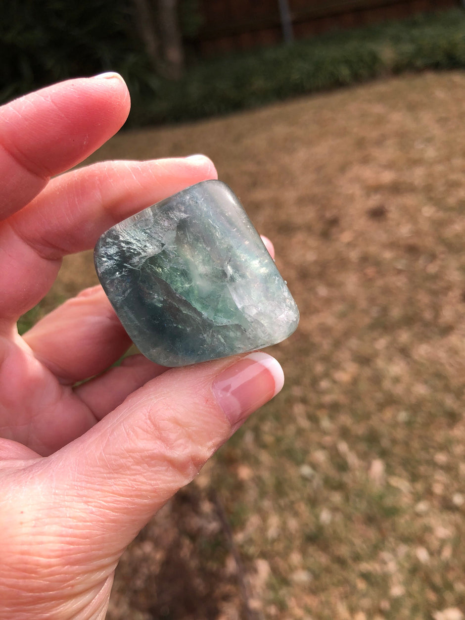 Fluorite Tumbles, Large, authentic green with some purple, crystal healing, gift