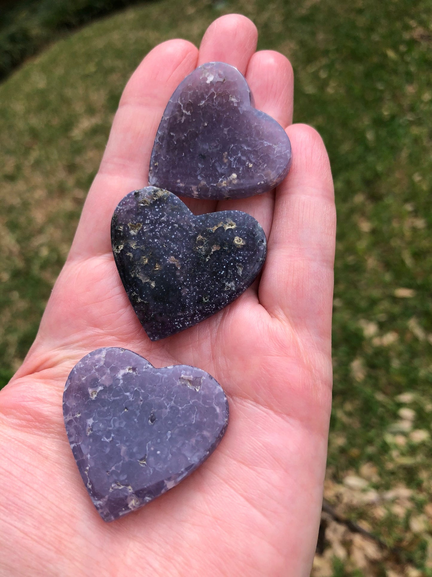 Purple Grape Agate Heart, 1.25 inches across, 15 grams