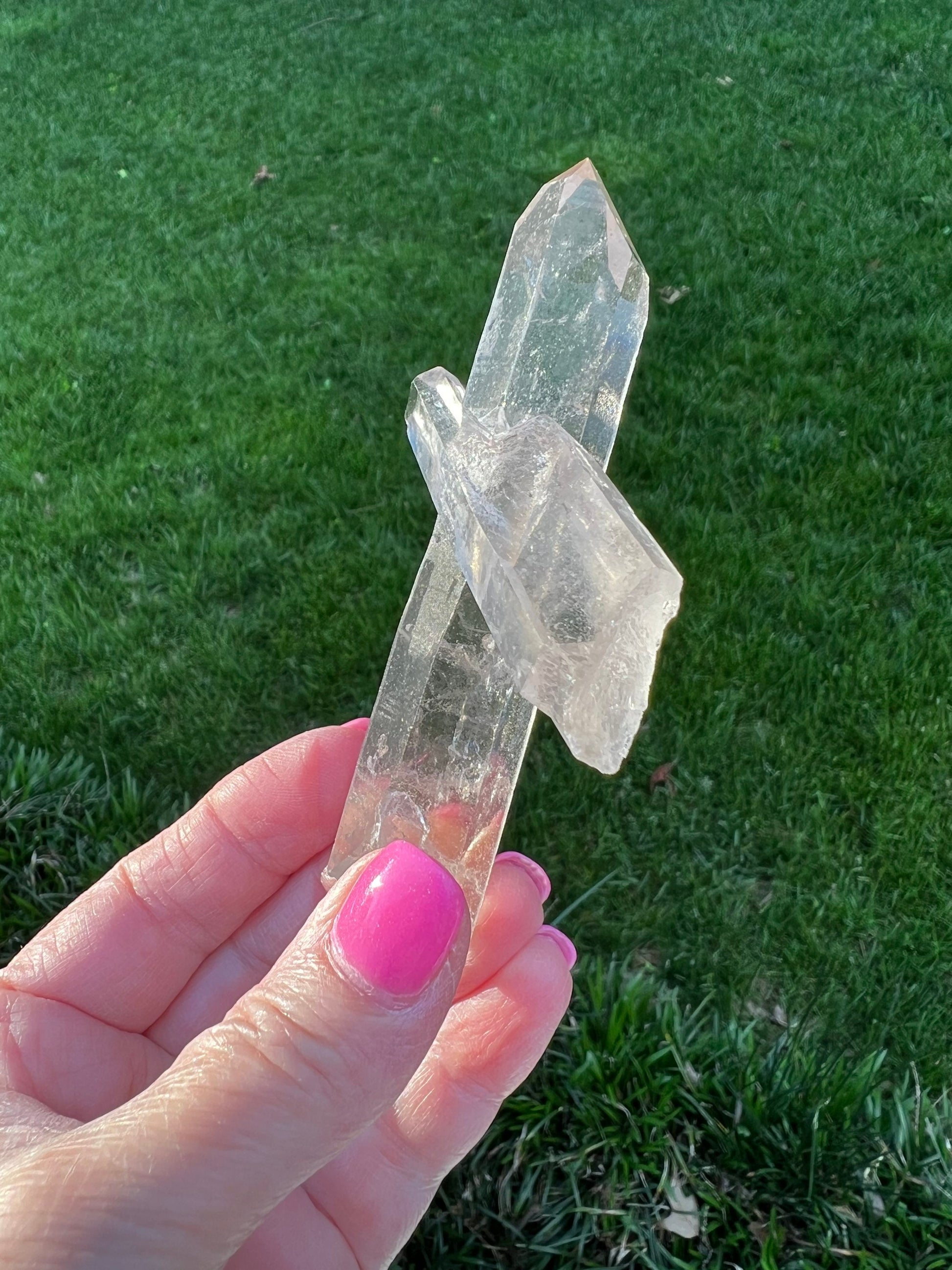 Lemurian Quartz wand family, new, fine, Lemurian healing, magick crystal, point, high vibration healing