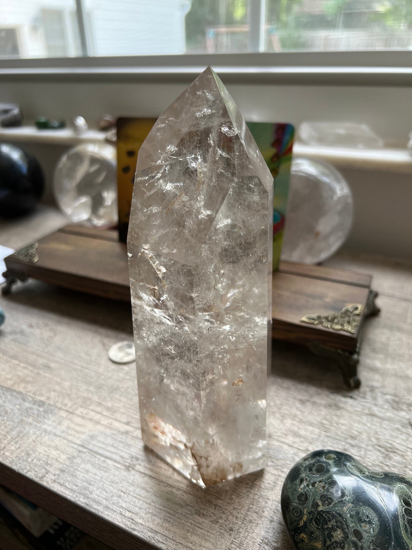 Lemurian Quartz Tower Museum Quality, new, rainbows, fine Lemurian healing, magick crystal, 3 pounds, 7.3”