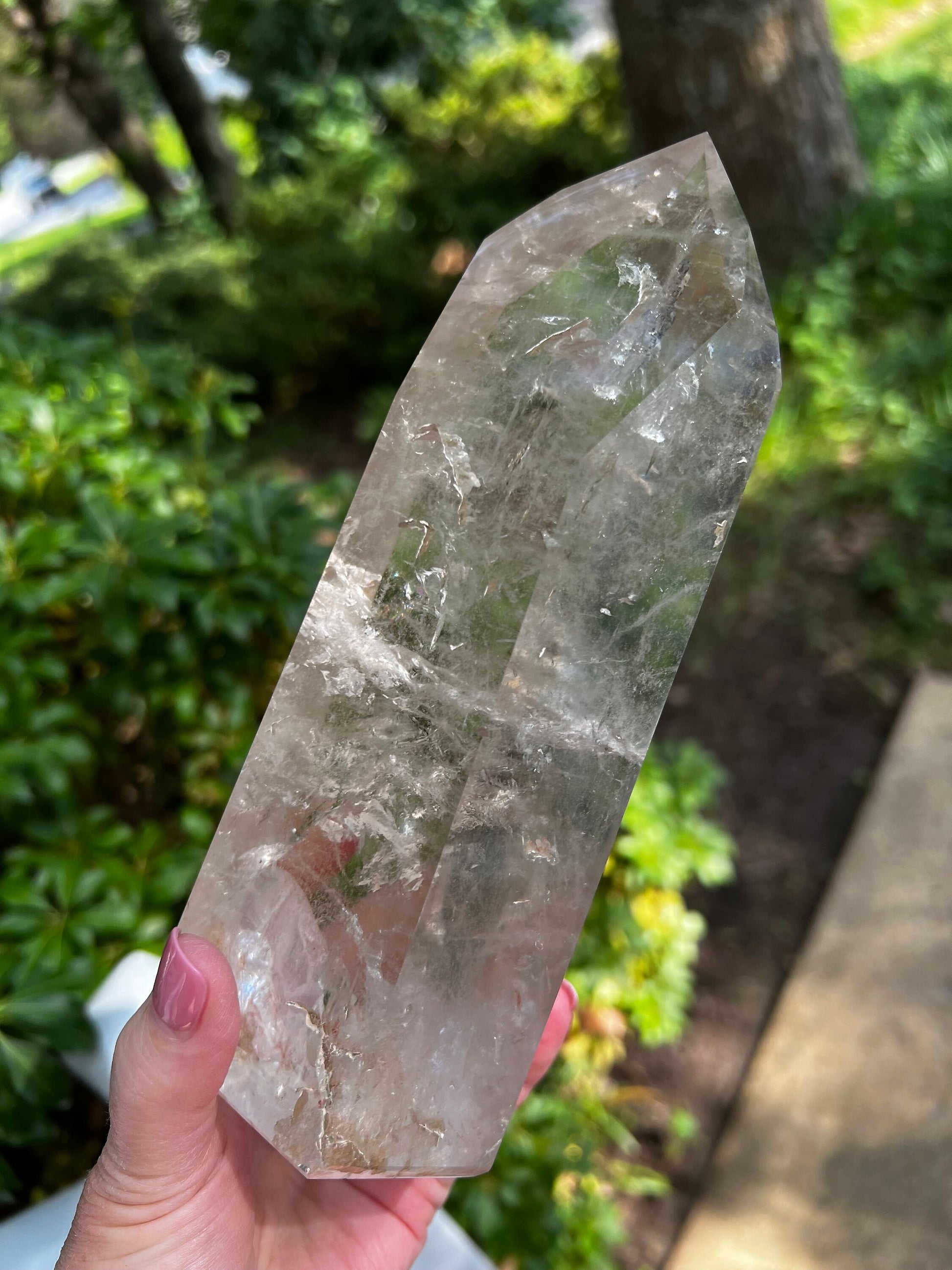 Lemurian Quartz Tower Museum Quality, new, rainbows, fine Lemurian healing, magick crystal, 3 pounds, 7.3”