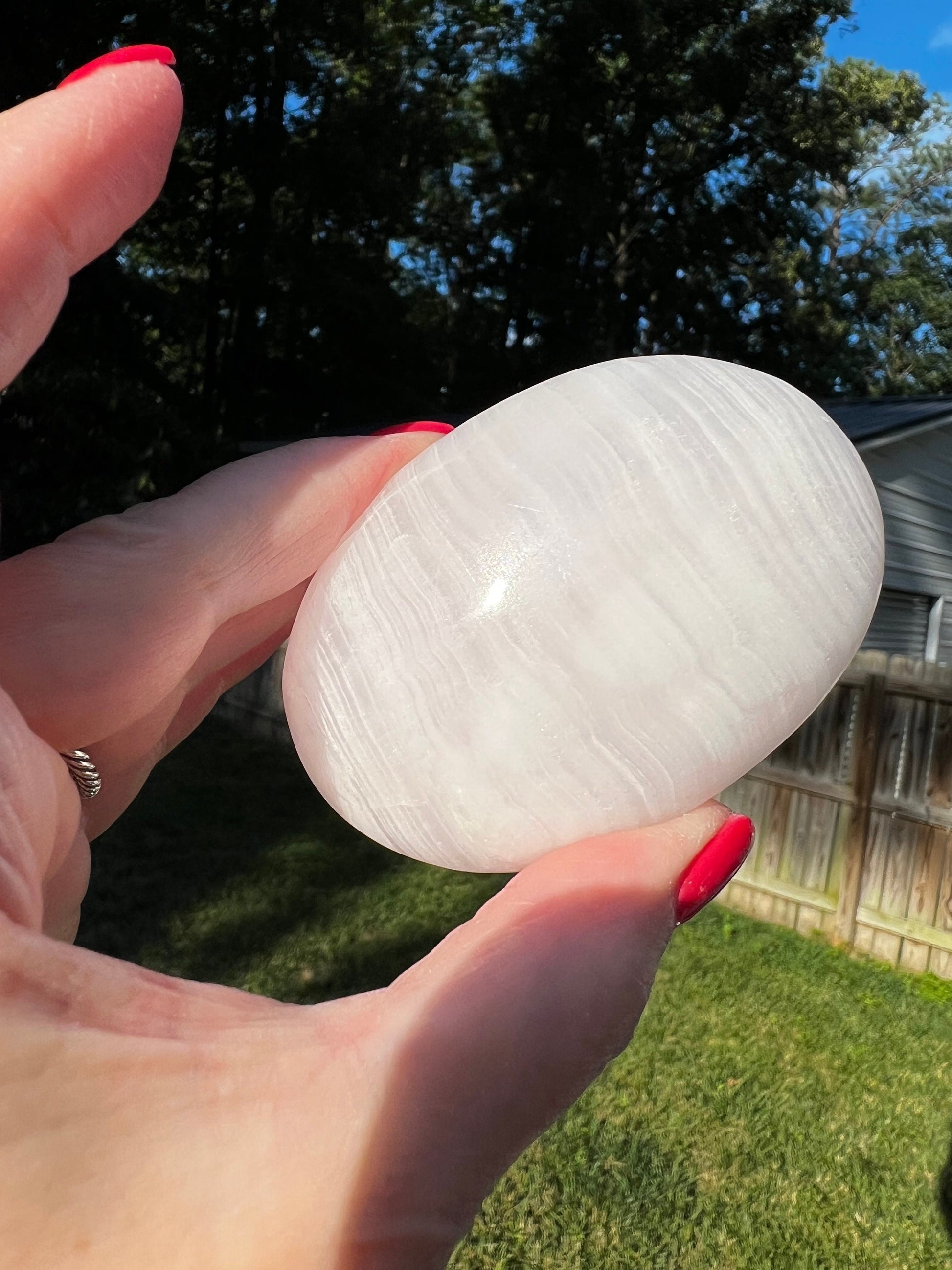 Pink Calcite Palm Stone, New, 2.75”, crystal healing sessions, tarot, energy healing, gifts