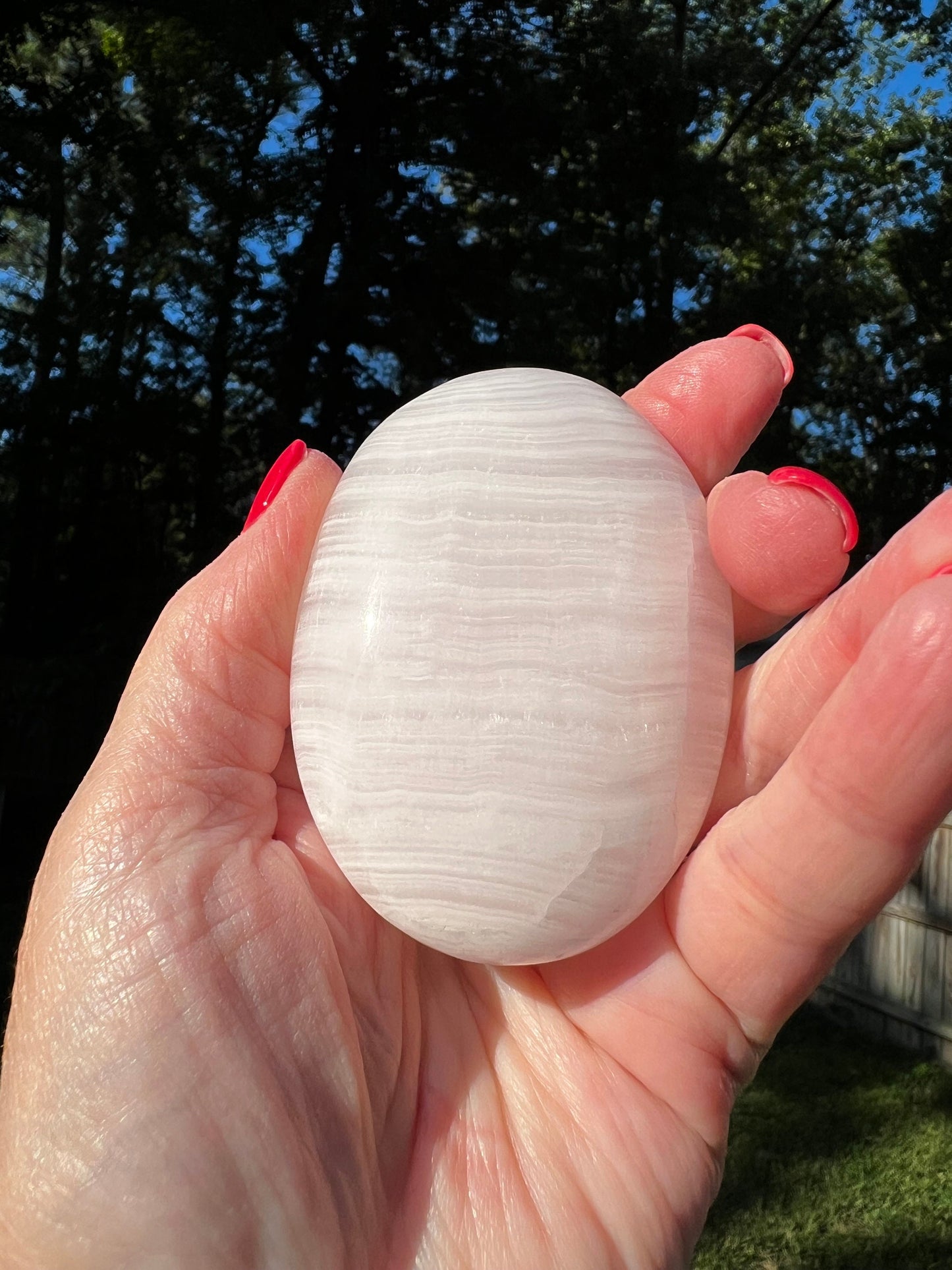 Pink Calcite Palm Stone, New, 2.75”, crystal healing sessions, tarot, energy healing, gifts