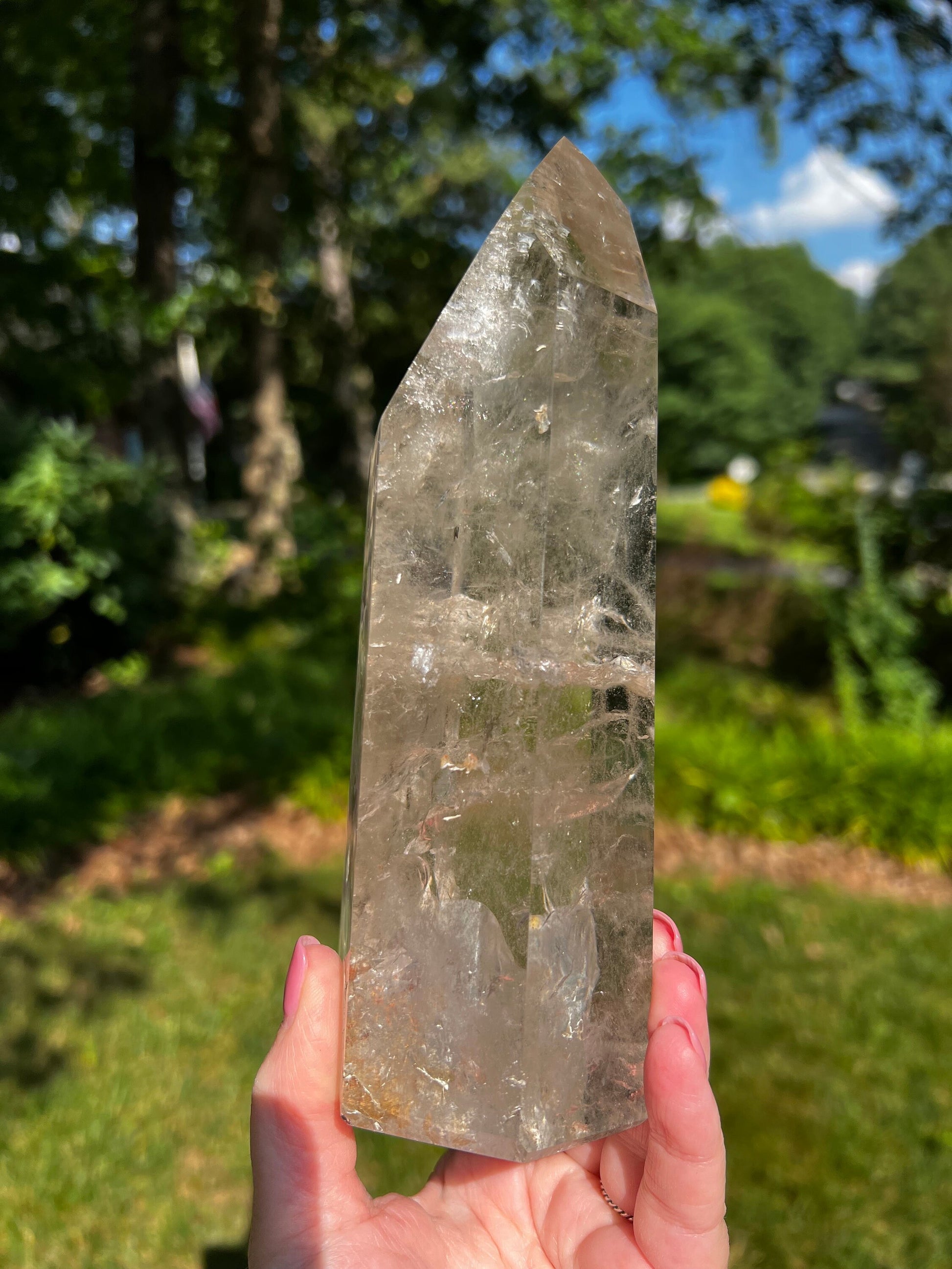 Lemurian Quartz Tower Museum Quality, new, rainbows, fine Lemurian healing, magick crystal, 3 pounds, 7.3”