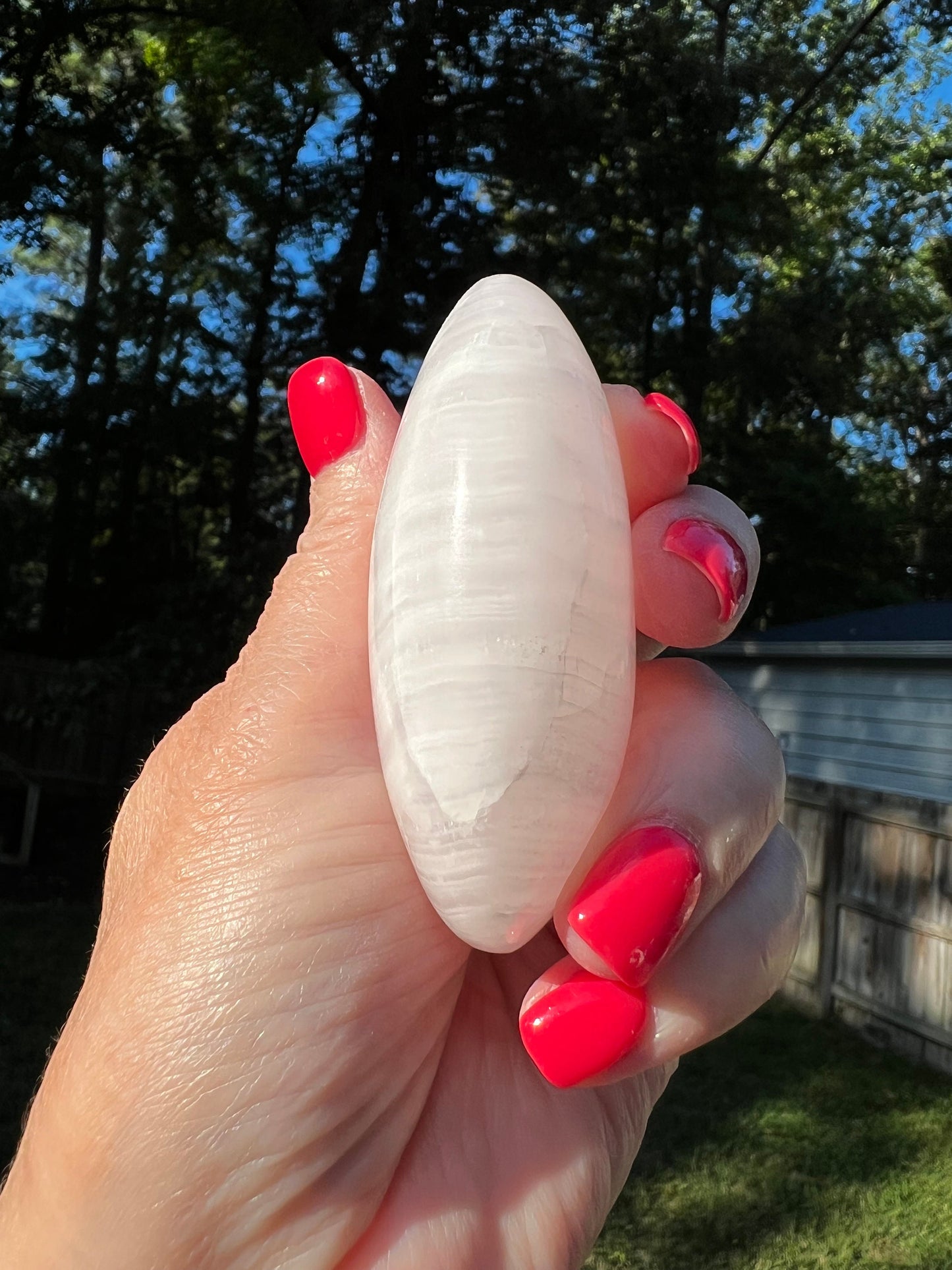 Pink Calcite Palm Stone, New, 2.75”, crystal healing sessions, tarot, energy healing, gifts