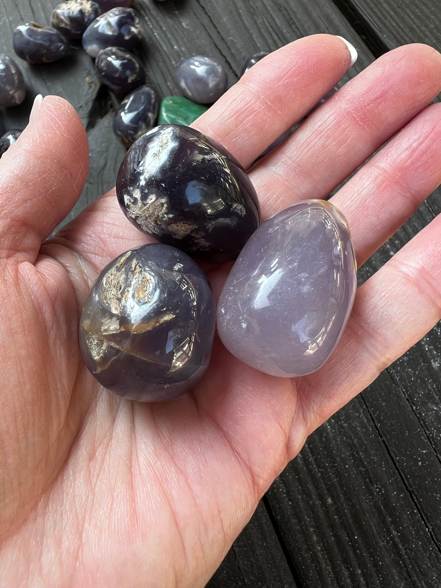 Purple Chalcedony tumbles, new, .5-1”, crystal healing, high vibration crystals, altar