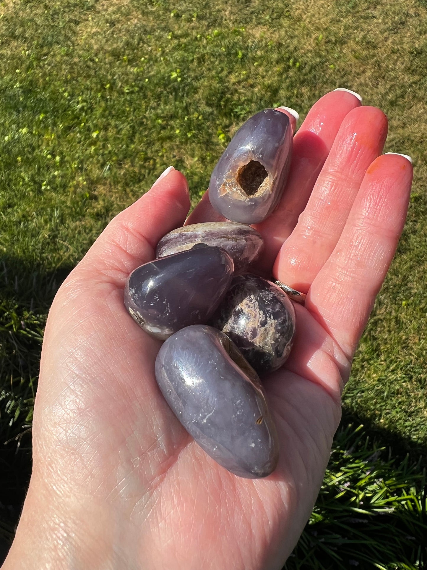 Purple Chalcedony tumbles, new, .5-1”, crystal healing, high vibration crystals, altar