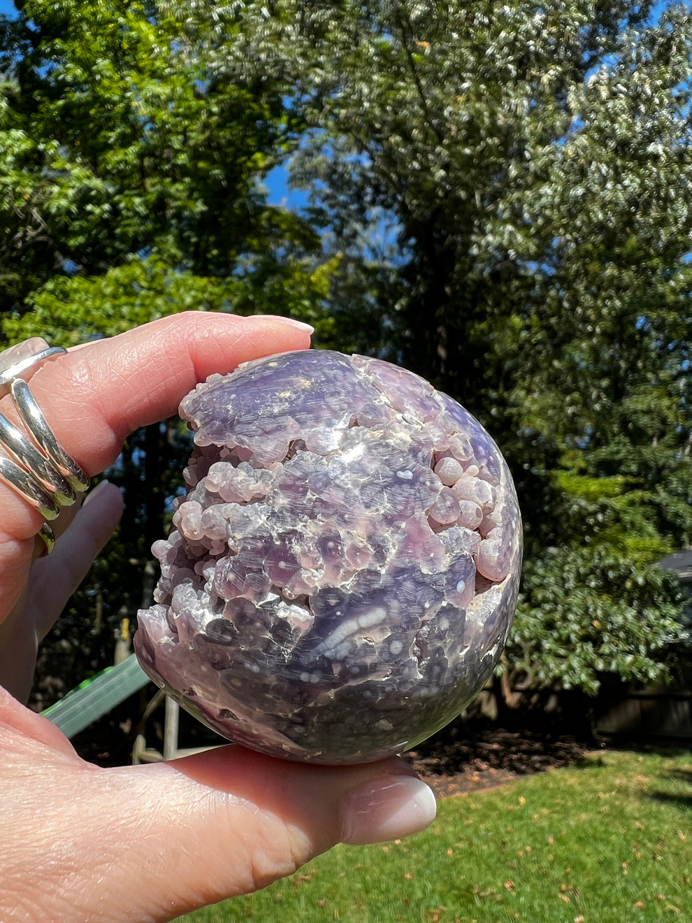 Druzy Grape Agate Sphere, 12.2 ounces, new, gifts, altar, high vibration crystals, crystal healing sessions
