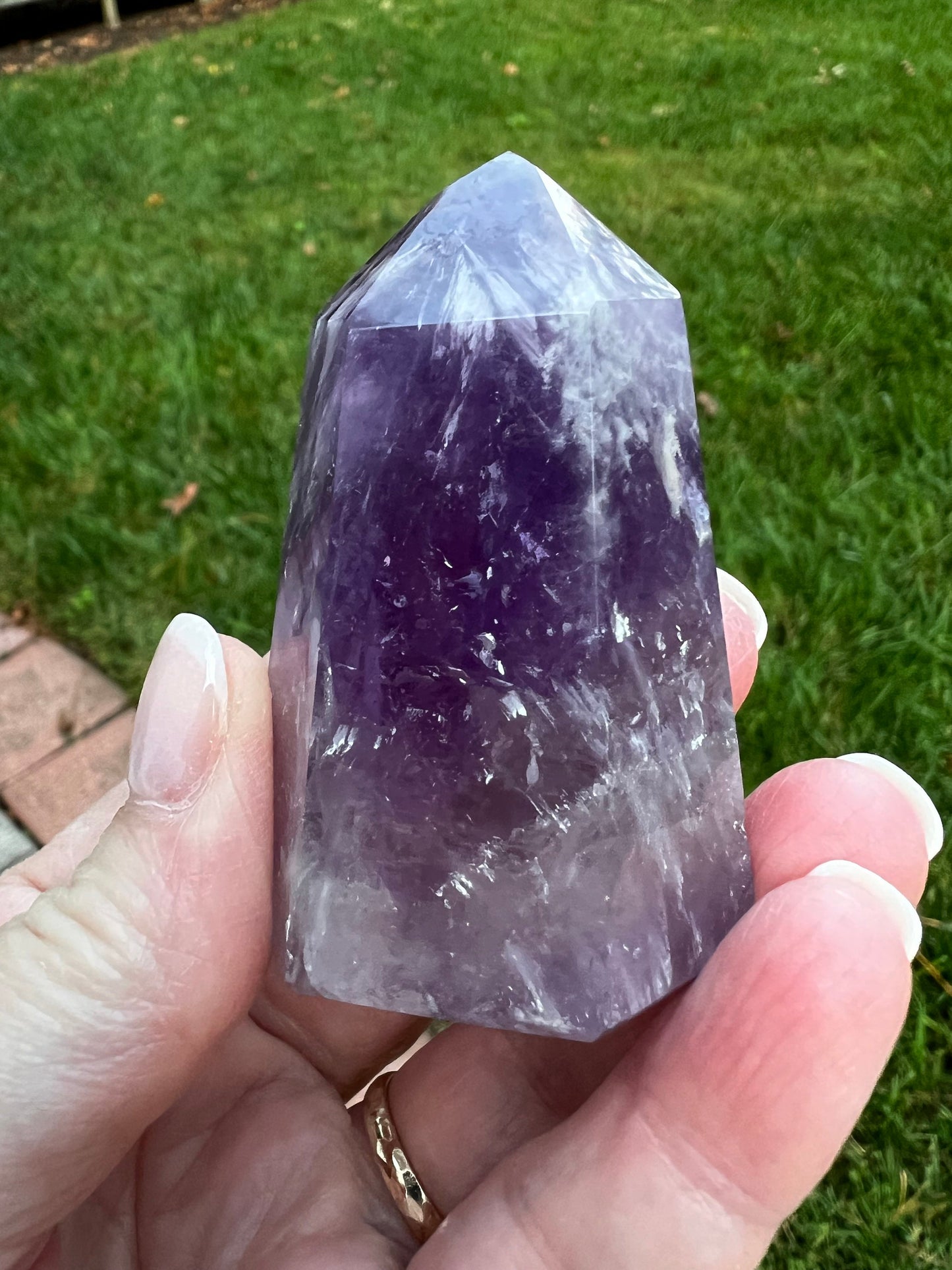 Amethyst Tower, New, Brazil, 2.5”, high vibration crystals, gift, altar, crystal healing