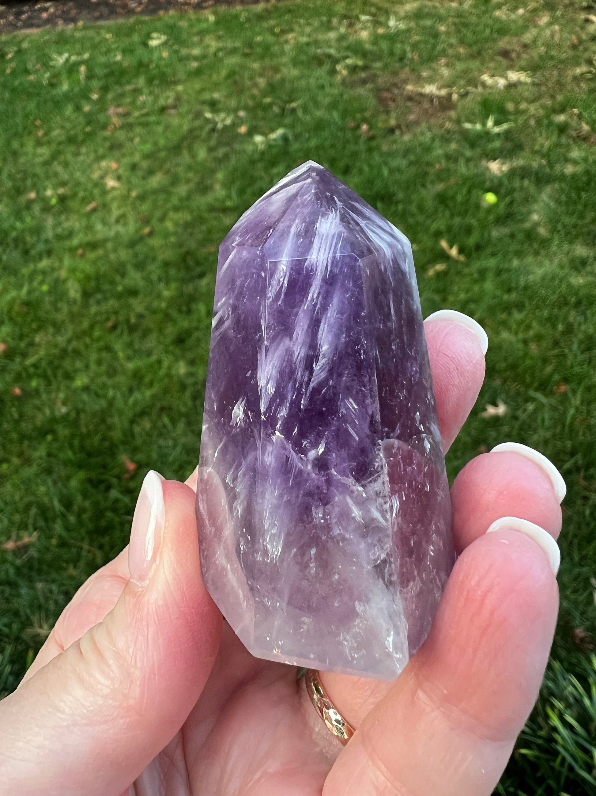 Amethyst Tower, New, Brazil, 2.5”, high vibration crystals, gift, altar, crystal healing