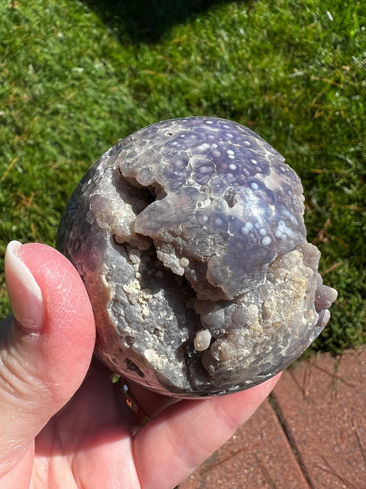 Druzy Grape Agate Sphere, 12.2 ounces, new, gifts, altar, high vibration crystals, crystal healing sessions