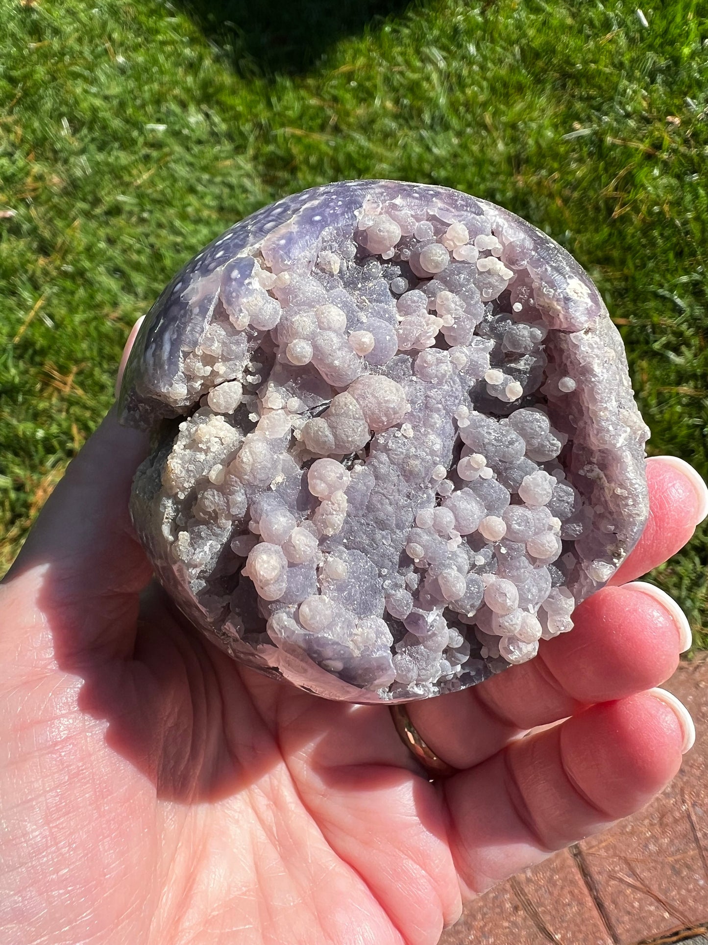 Druzy Grape Agate Sphere, 12.2 ounces, new, gifts, altar, high vibration crystals, crystal healing sessions