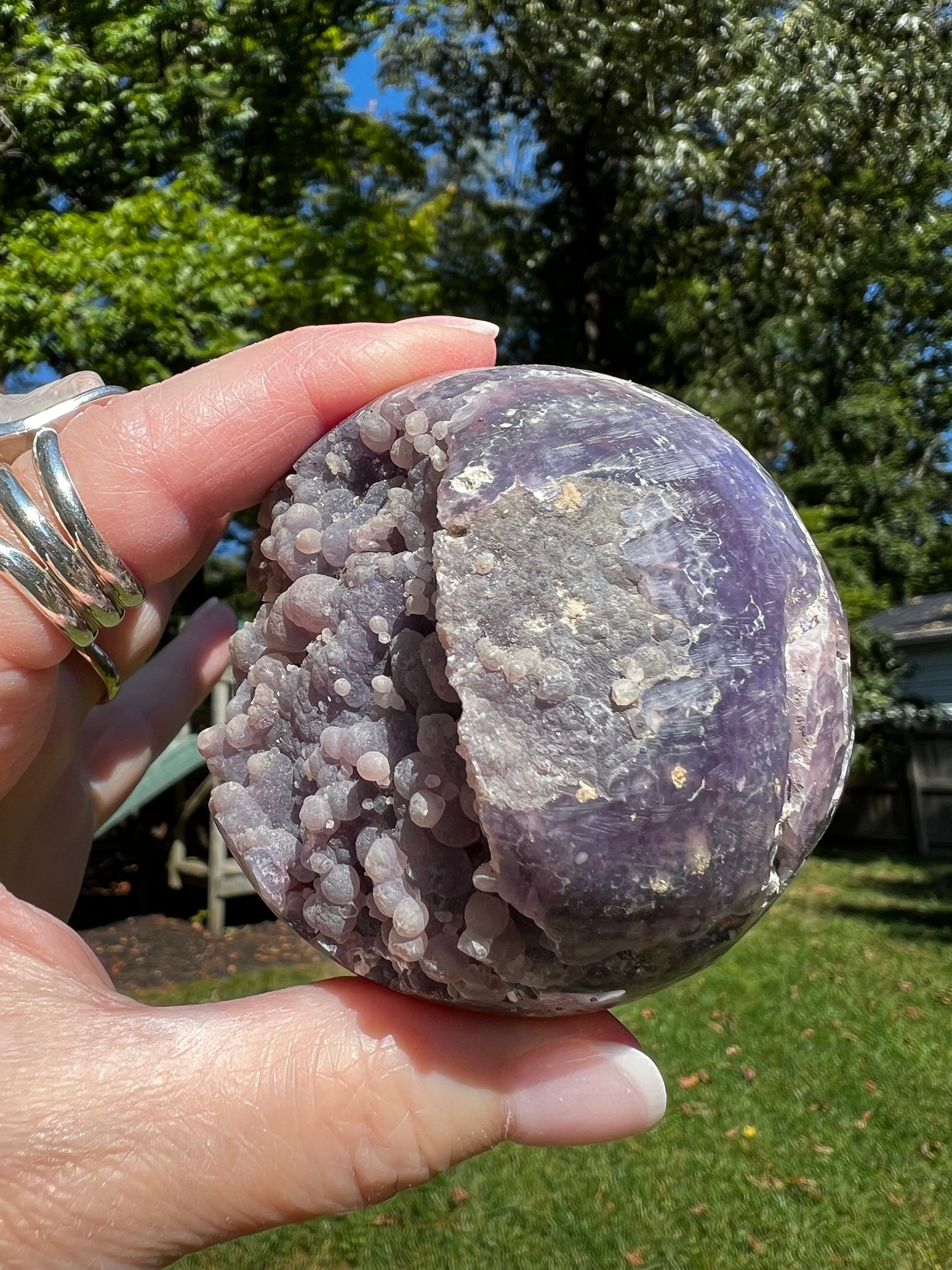 Druzy Grape Agate Sphere, 12.2 ounces, new, gifts, altar, high vibration crystals, crystal healing sessions