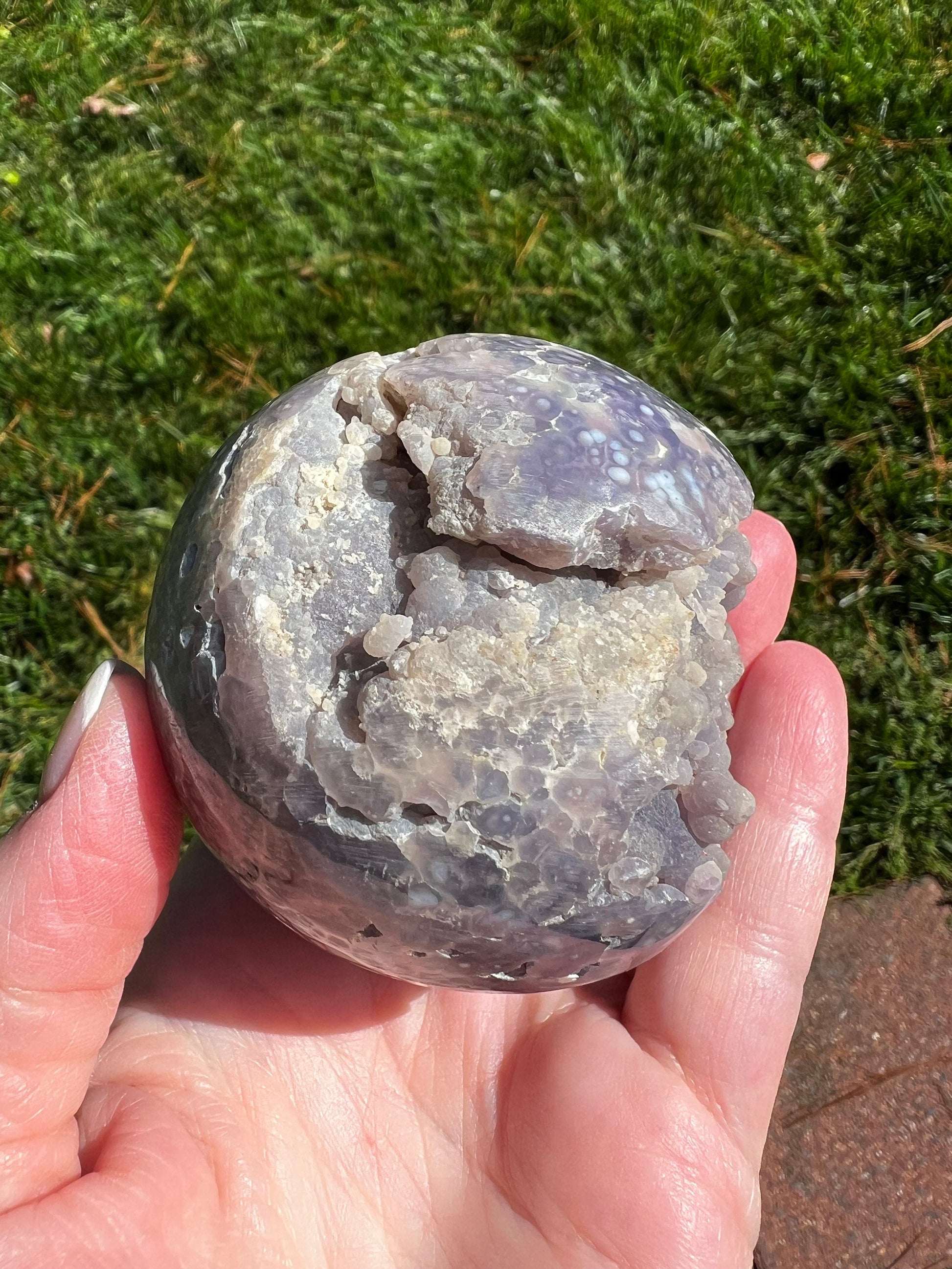 Druzy Grape Agate Sphere, 12.2 ounces, new, gifts, altar, high vibration crystals, crystal healing sessions