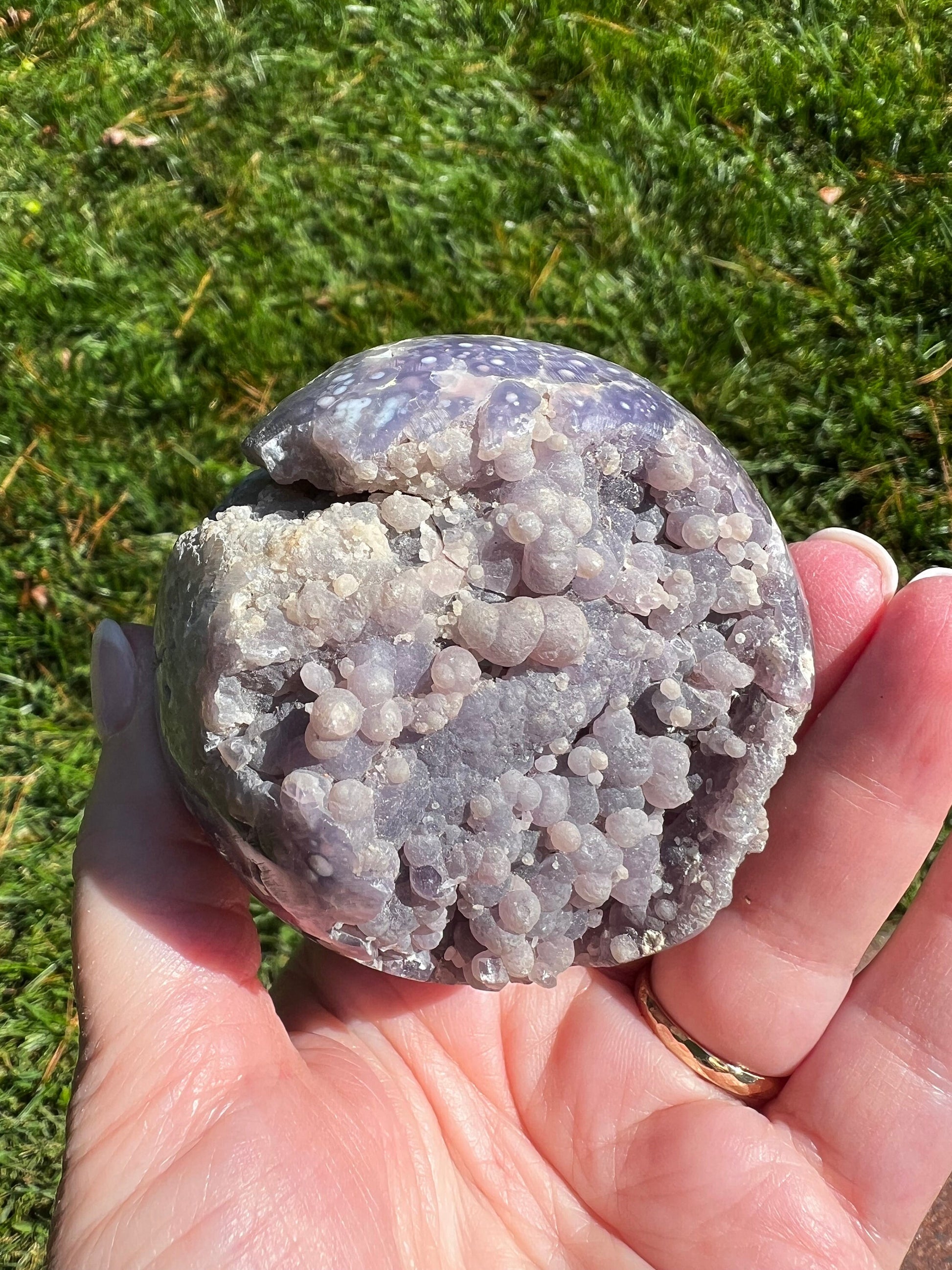 Druzy Grape Agate Sphere, 12.2 ounces, new, gifts, altar, high vibration crystals, crystal healing sessions