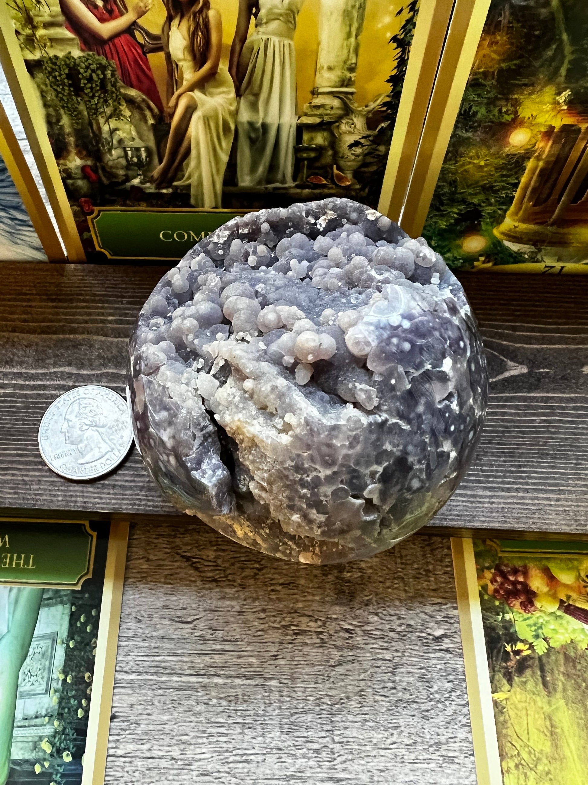 Druzy Grape Agate Sphere, 12.2 ounces, new, gifts, altar, high vibration crystals, crystal healing sessions