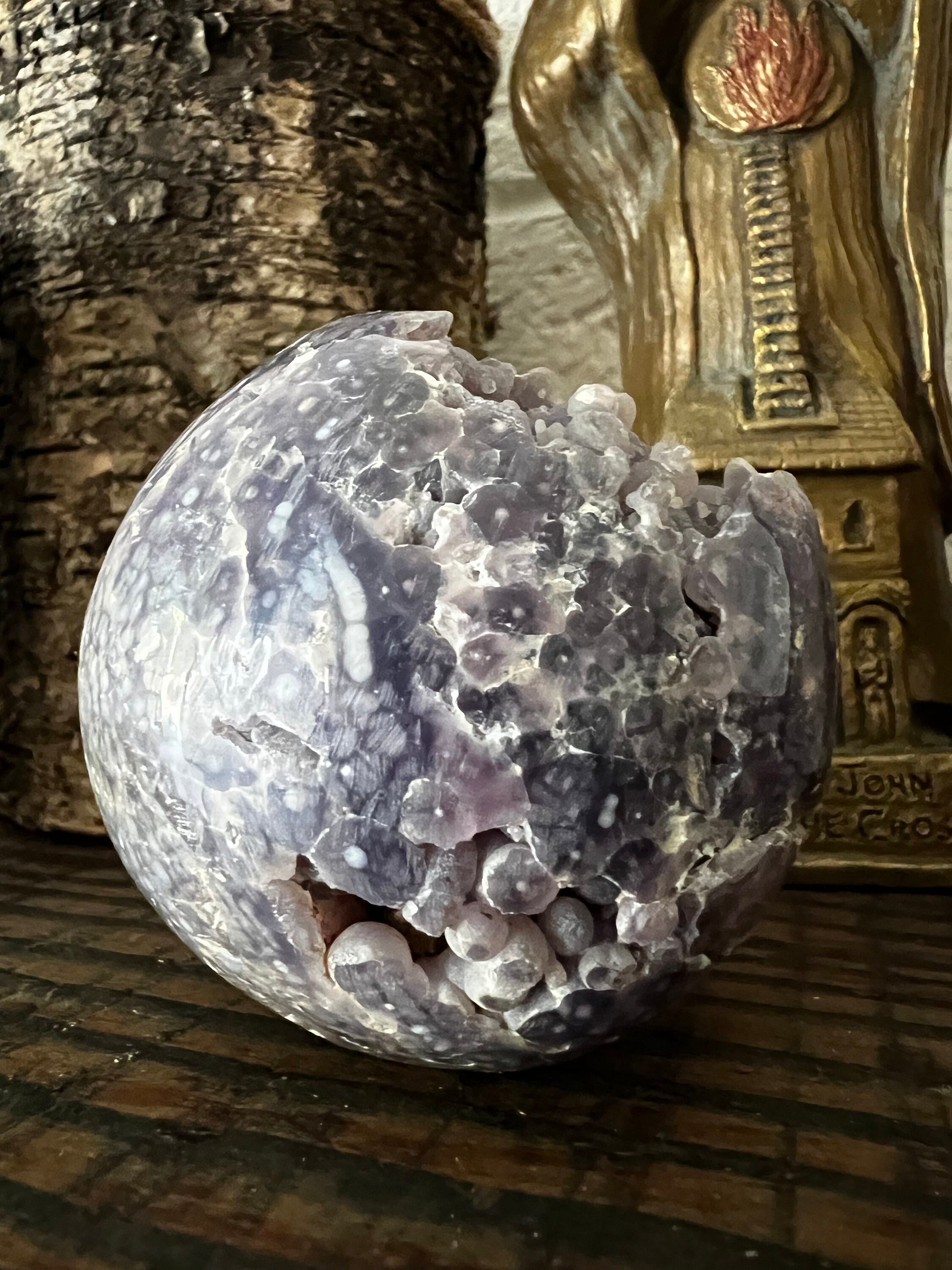 Druzy Grape Agate Sphere, 12.2 ounces, new, gifts, altar, high vibration crystals, crystal healing sessions