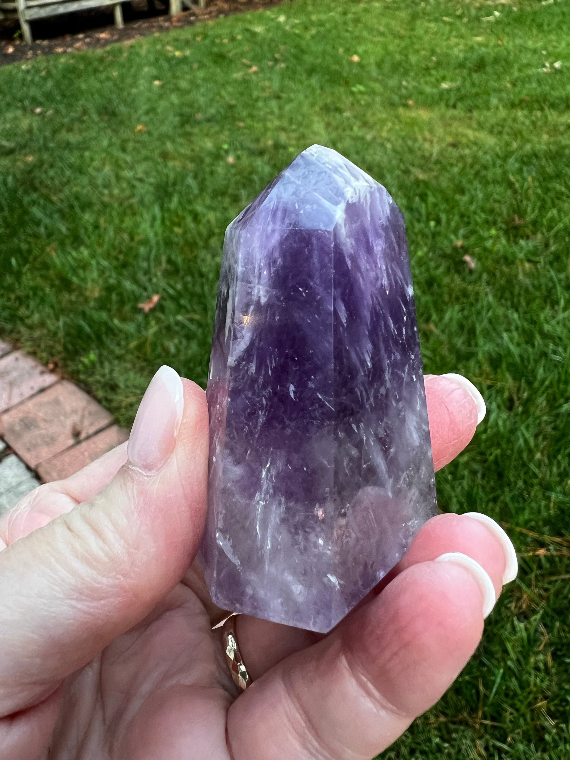 Amethyst Tower, New, Brazil, 2.5”, high vibration crystals, gift, altar, crystal healing