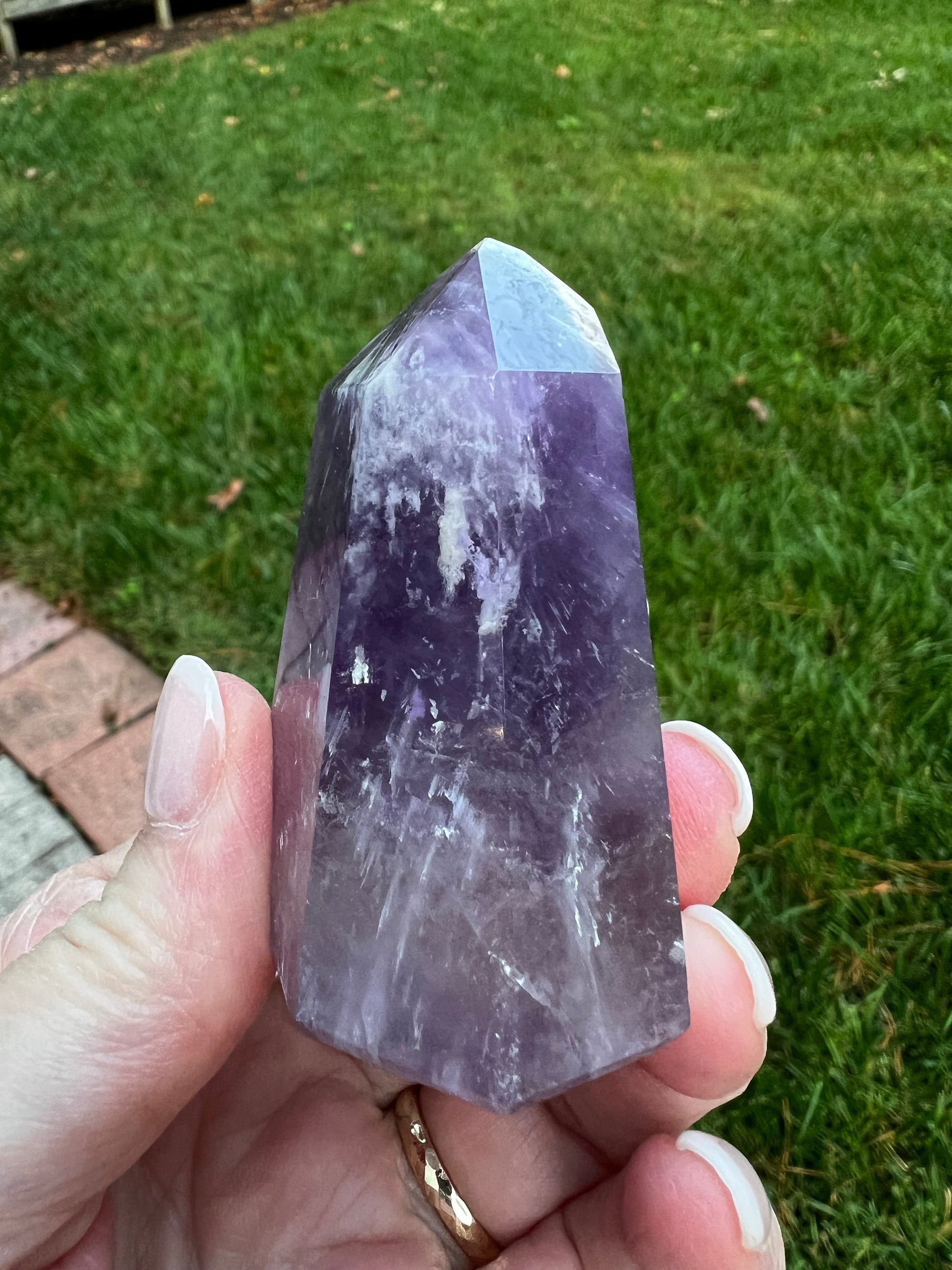 Amethyst Tower, New, Brazil, 2.5”, high vibration crystals, gift, altar, crystal healing