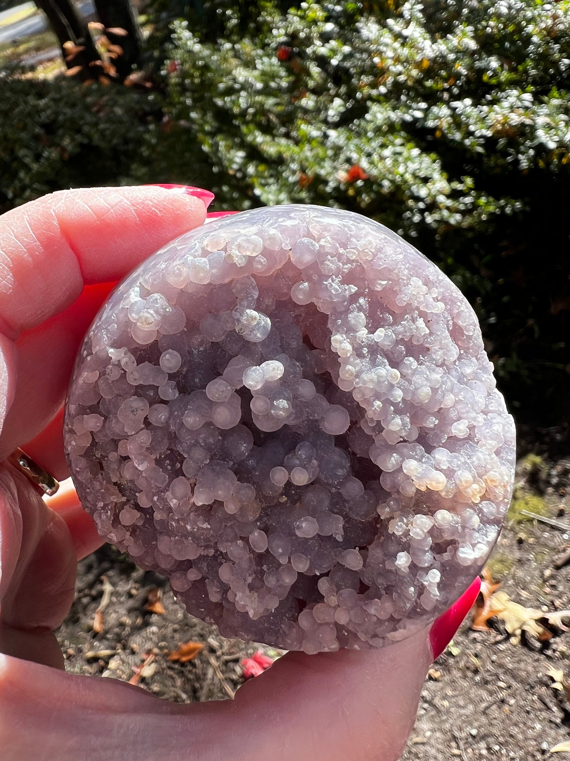 Druzy Grape Agate Sphere, 11.2 ounces, new, gifts, altar, high vibration crystals, crystal healing sessions, 8.25”