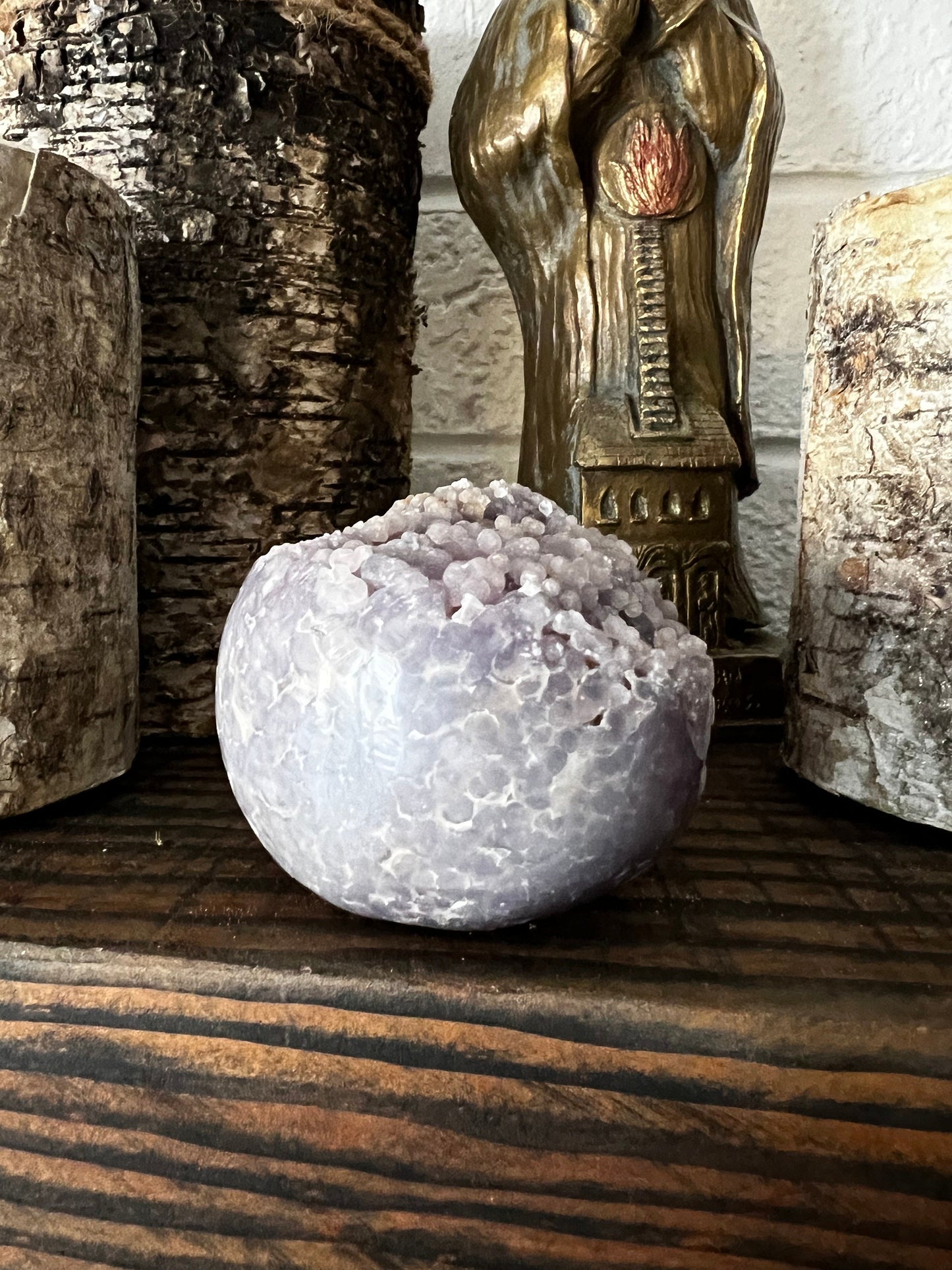 Druzy Grape Agate Sphere, 11.2 ounces, new, gifts, altar, high vibration crystals, crystal healing sessions, 8.25”