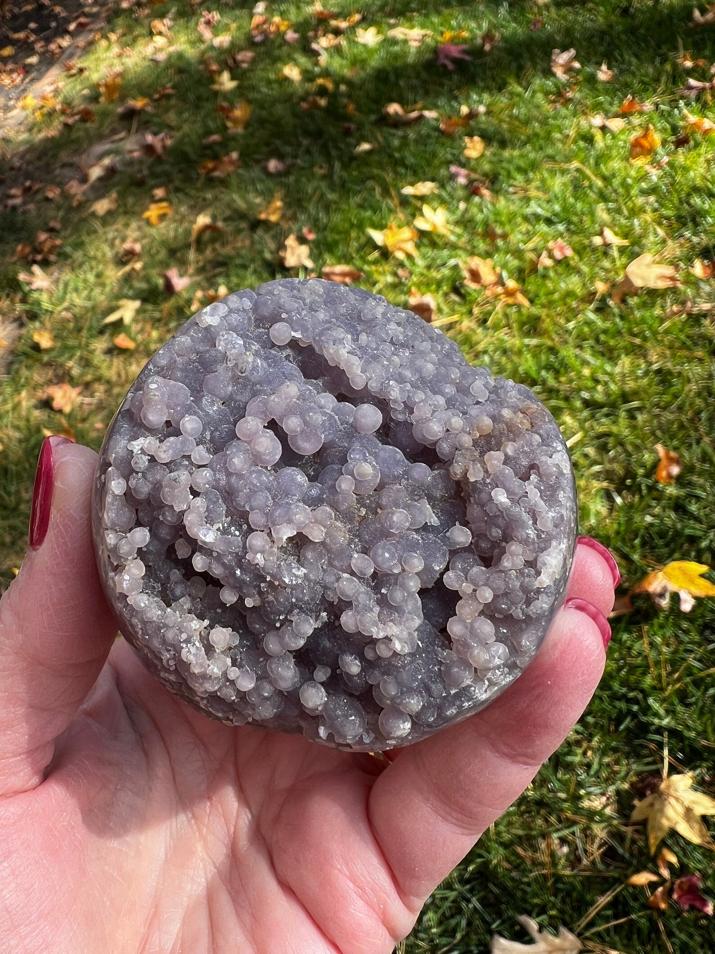 Druzy Grape Agate Sphere, 11.2 ounces, new, gifts, altar, high vibration crystals, crystal healing sessions, 8.25”