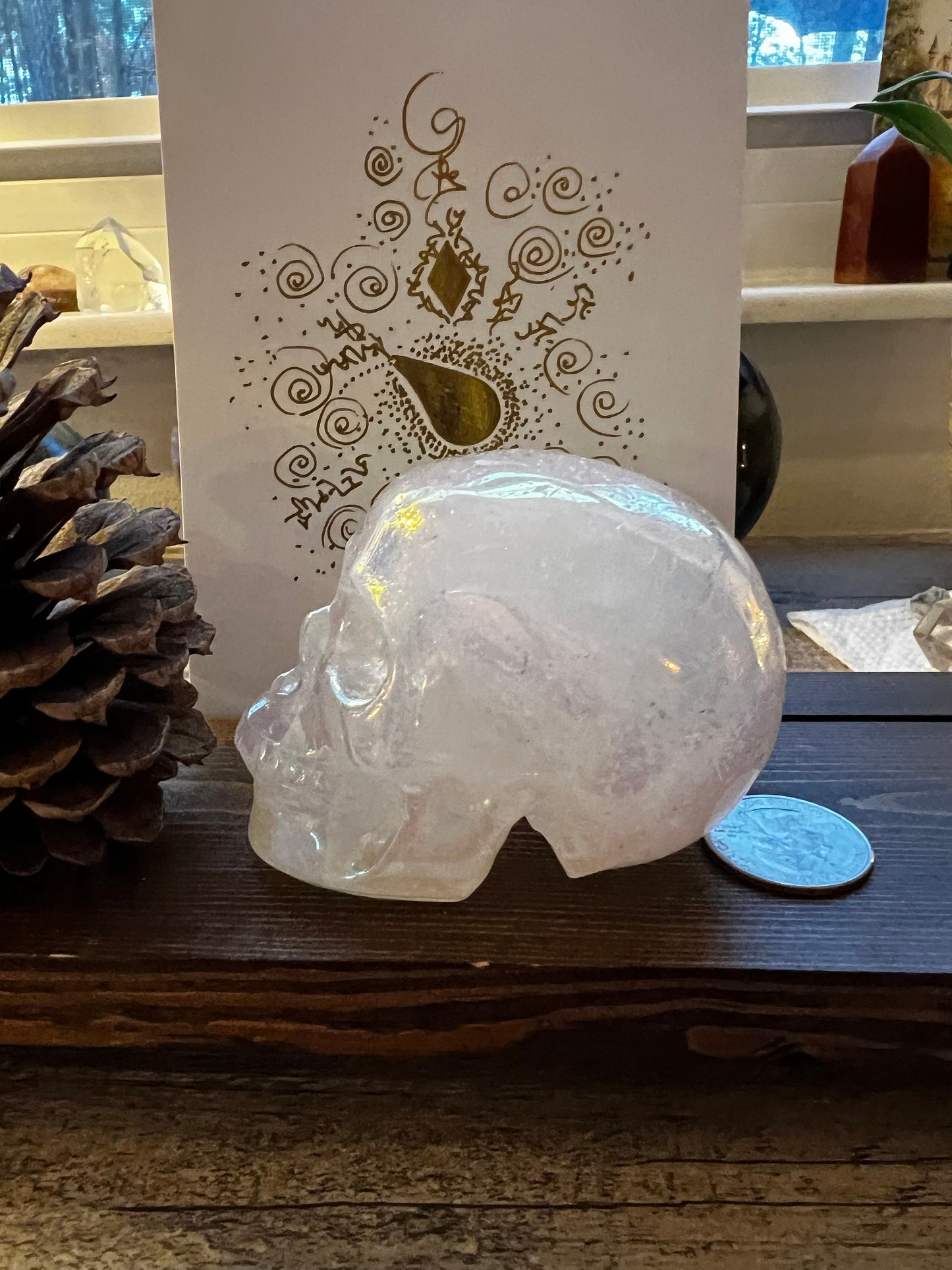 Pink Aura Quartz Skull, 3x2”, private collection, gifts, high vibration crystal healing, altar