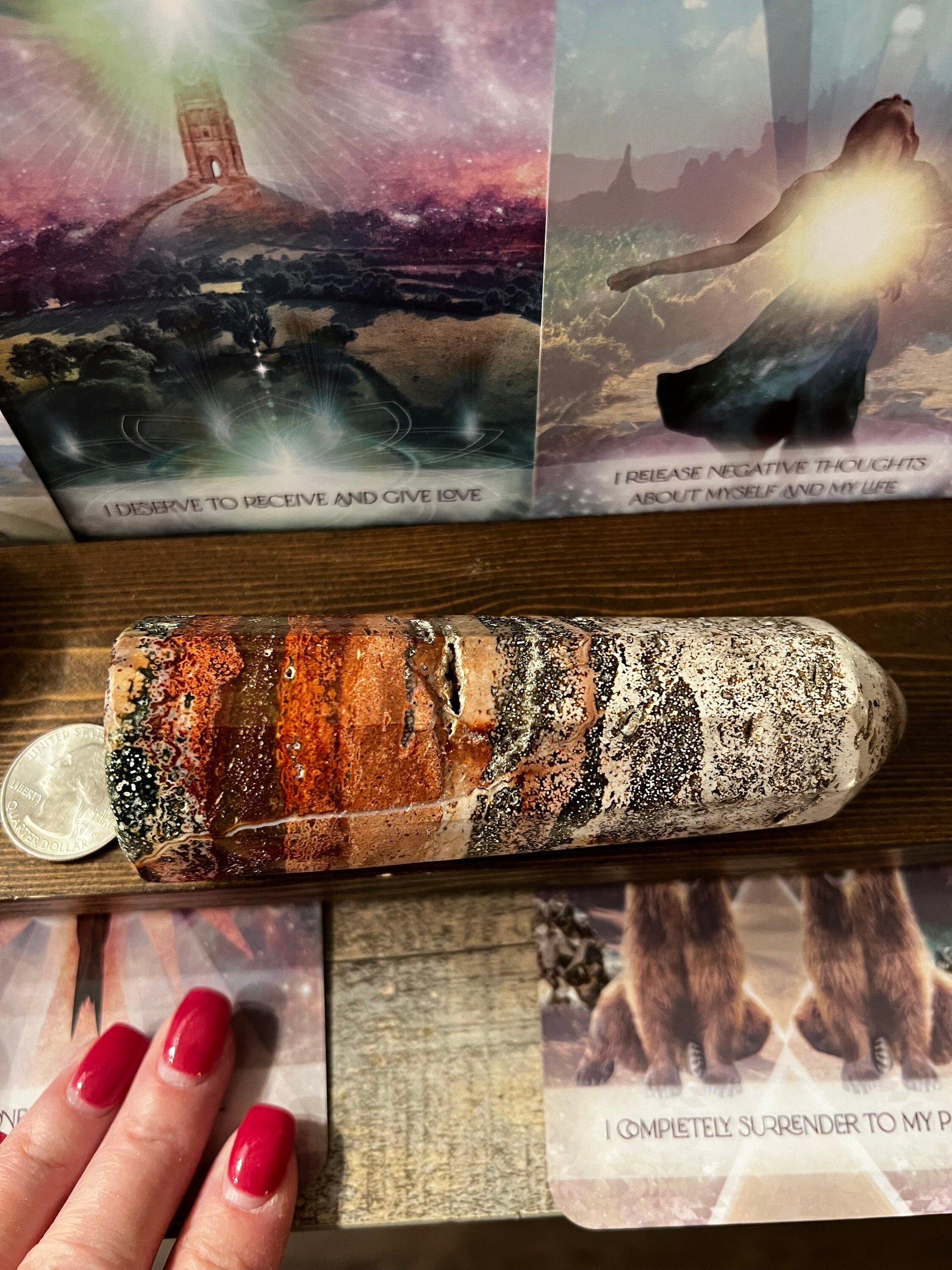 Ocean Jasper Tower, New, beautifully carved for altars, gifts, crystal healing, high vibration crystals, 4.75”