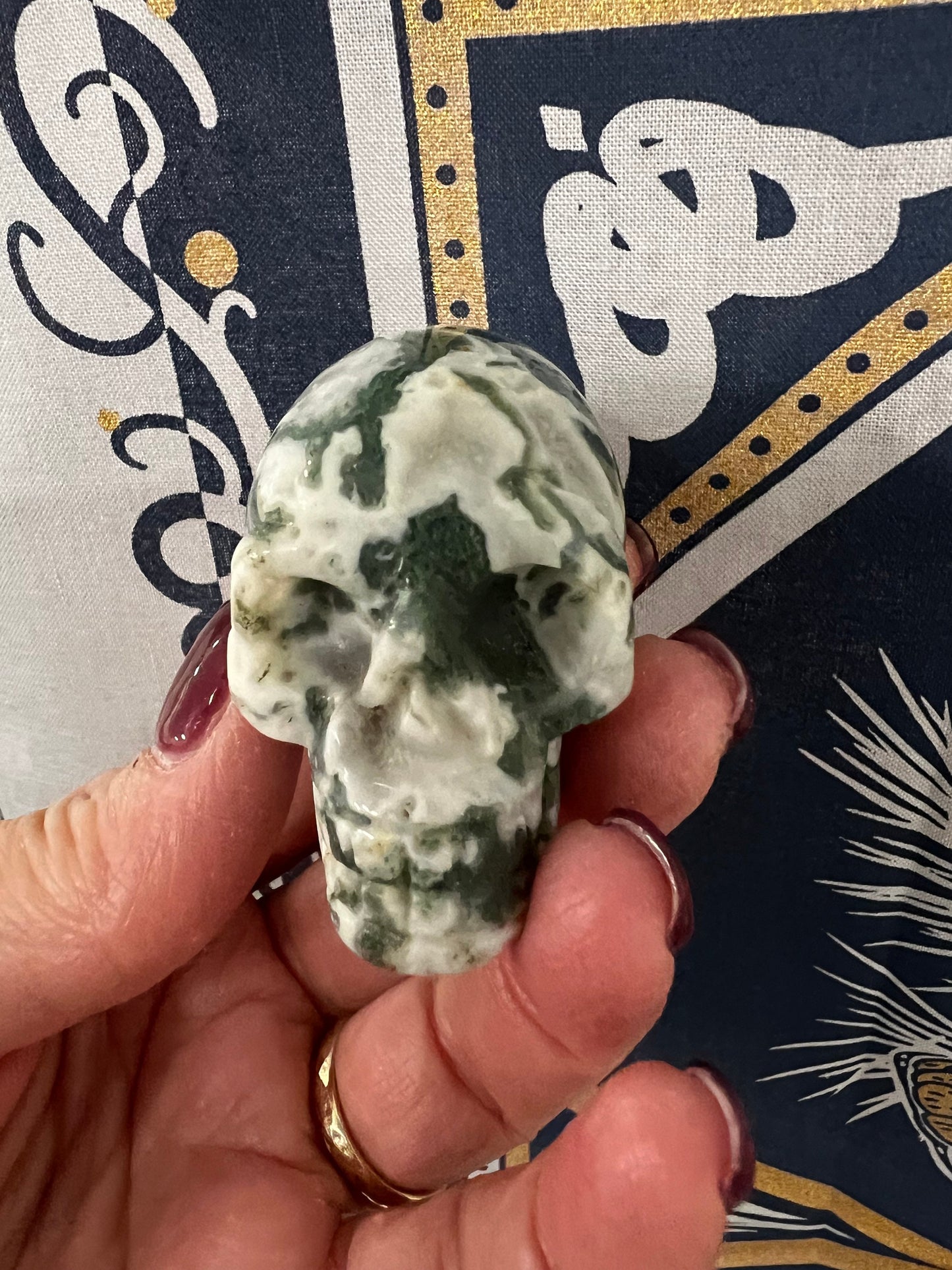 Druzy Tree Agate 2” Skull, beautifully carved, sparkly druzy, crystal healing, high vibration crystals