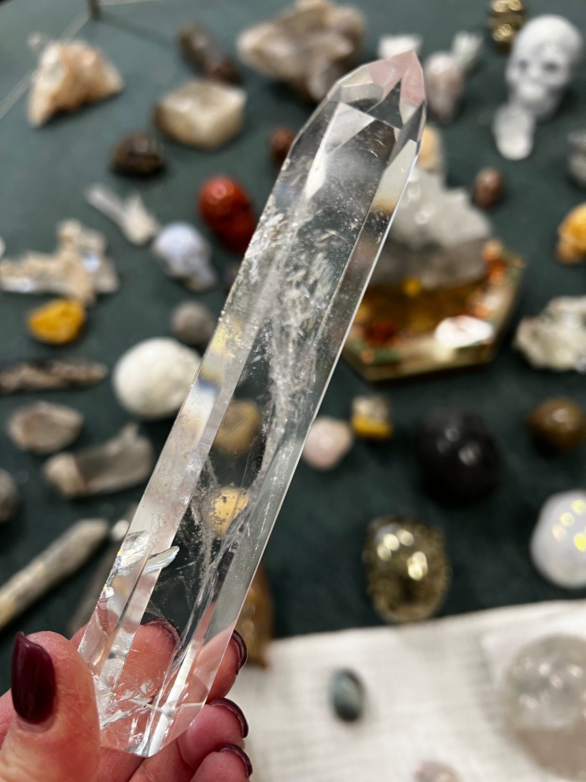 Lemurian Tower, new, Polished cut carving, palm stone, fine Lemurian healing magick crystal, 5.1”